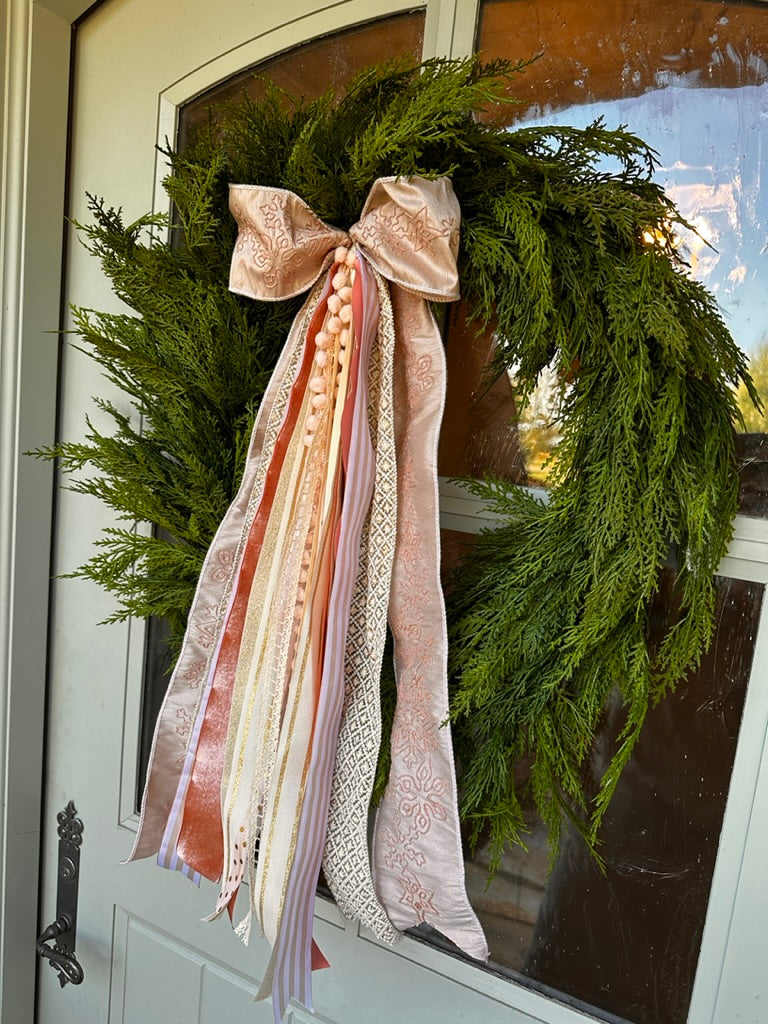 Luxe Collection- Blushing Snowflake Wreath Ribbon