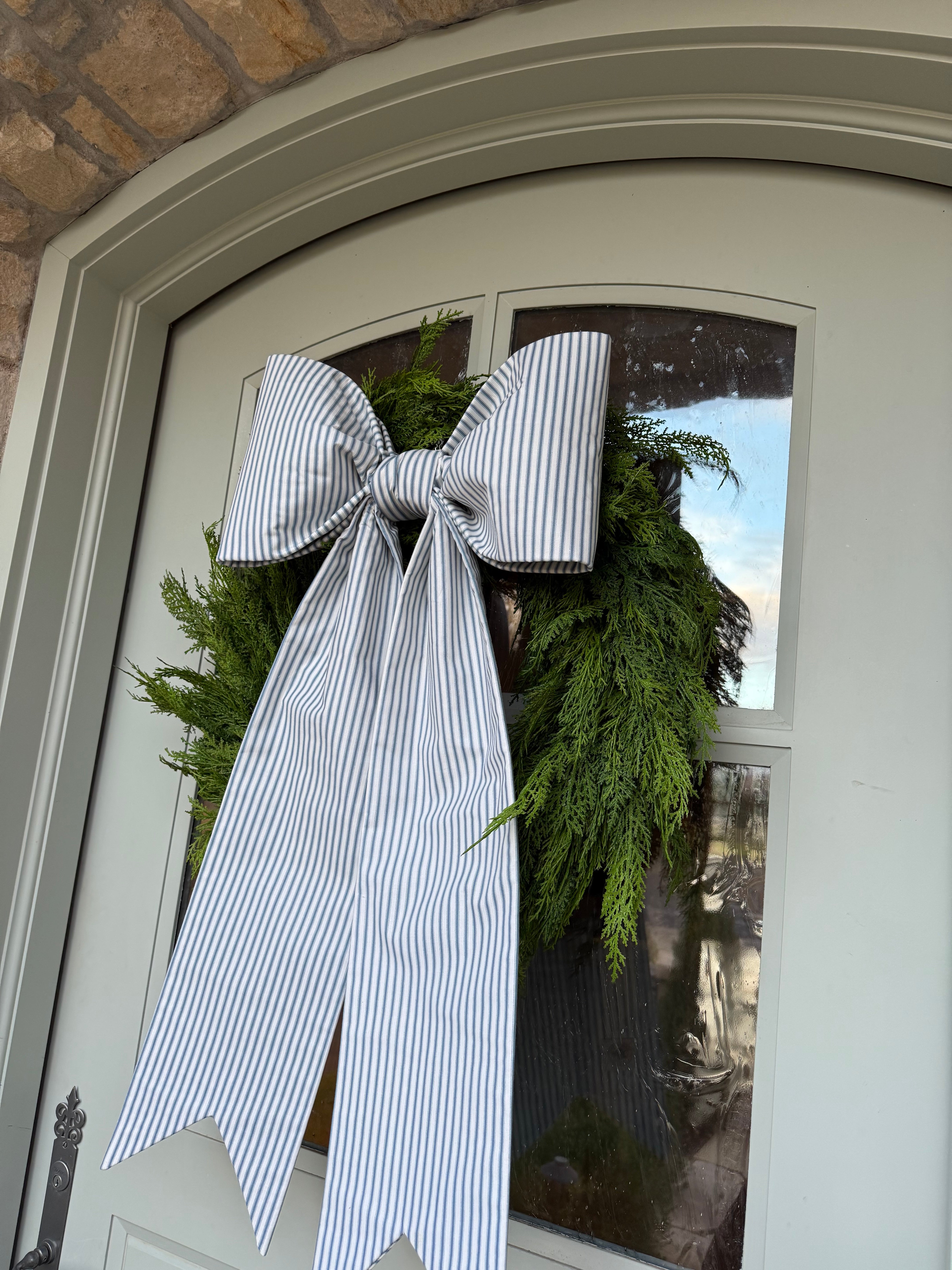 Large Blue Stripe Bow