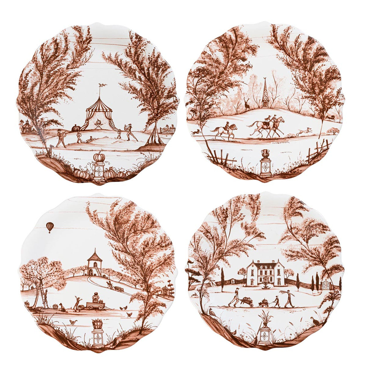 Country Estate Harvest Party Plate Assorted  Set/4 ­Sepia