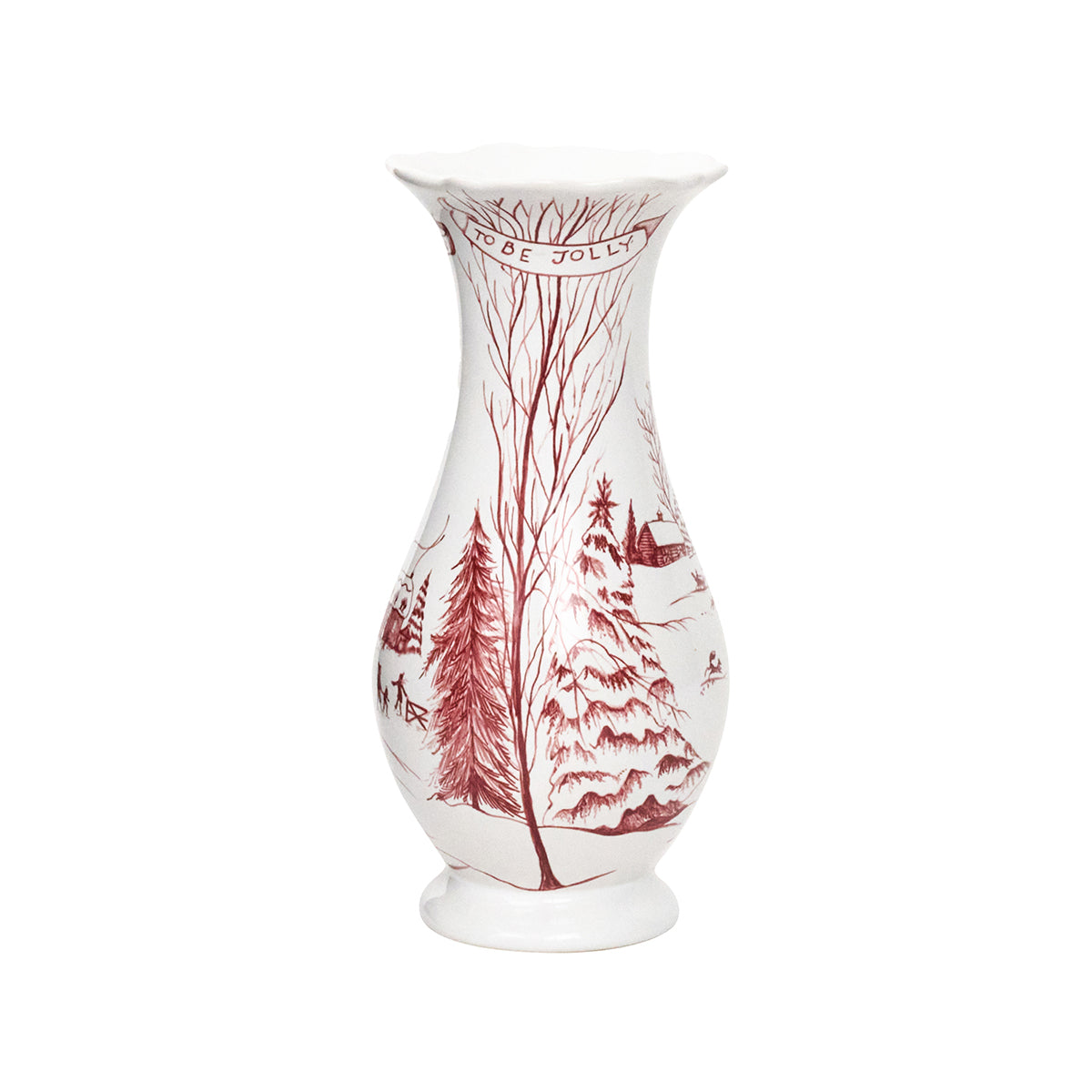 Country Estate Winter Frolic Ruby Vase