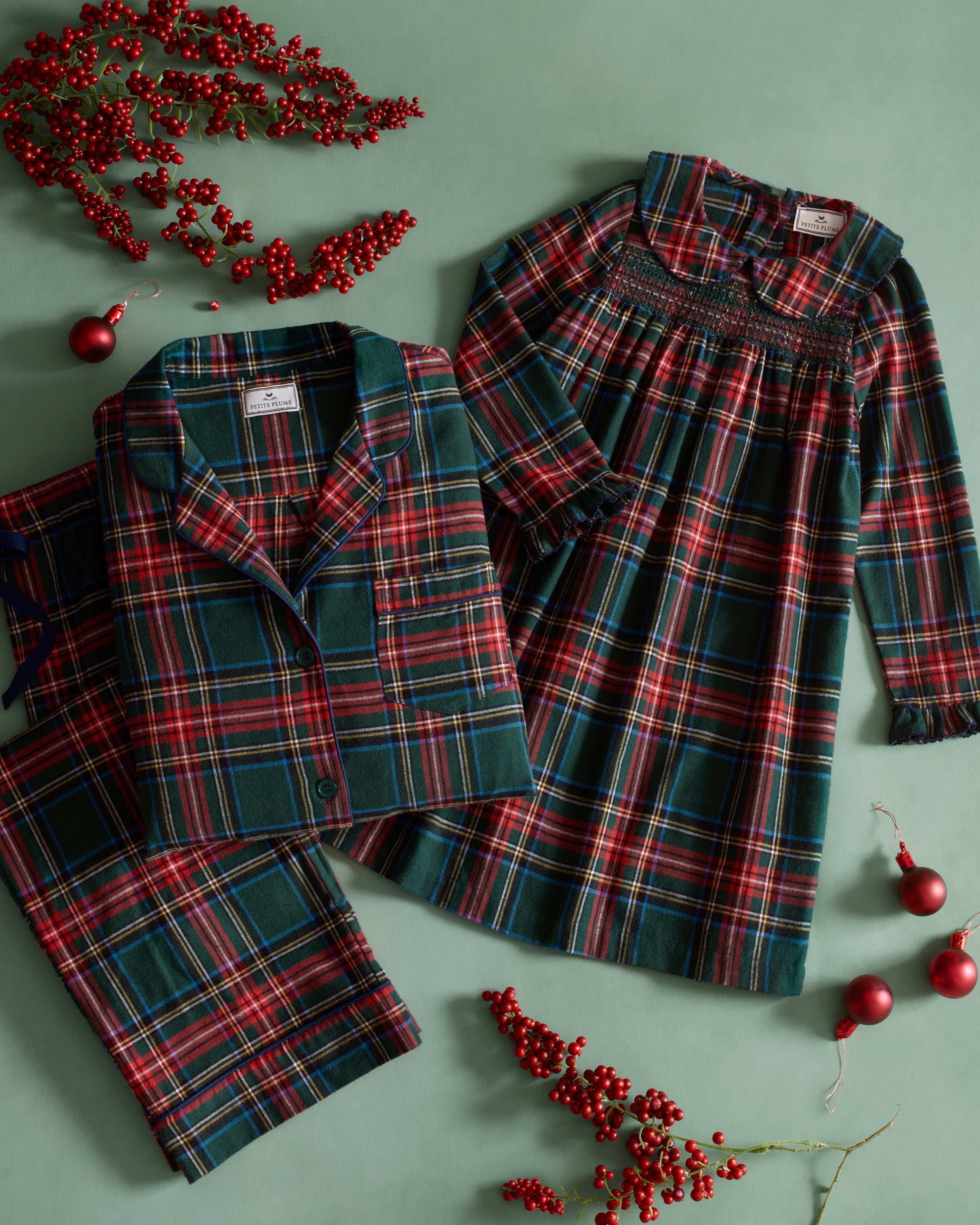Kid's Brushed Twill Pajama Set in Kensington Tartan