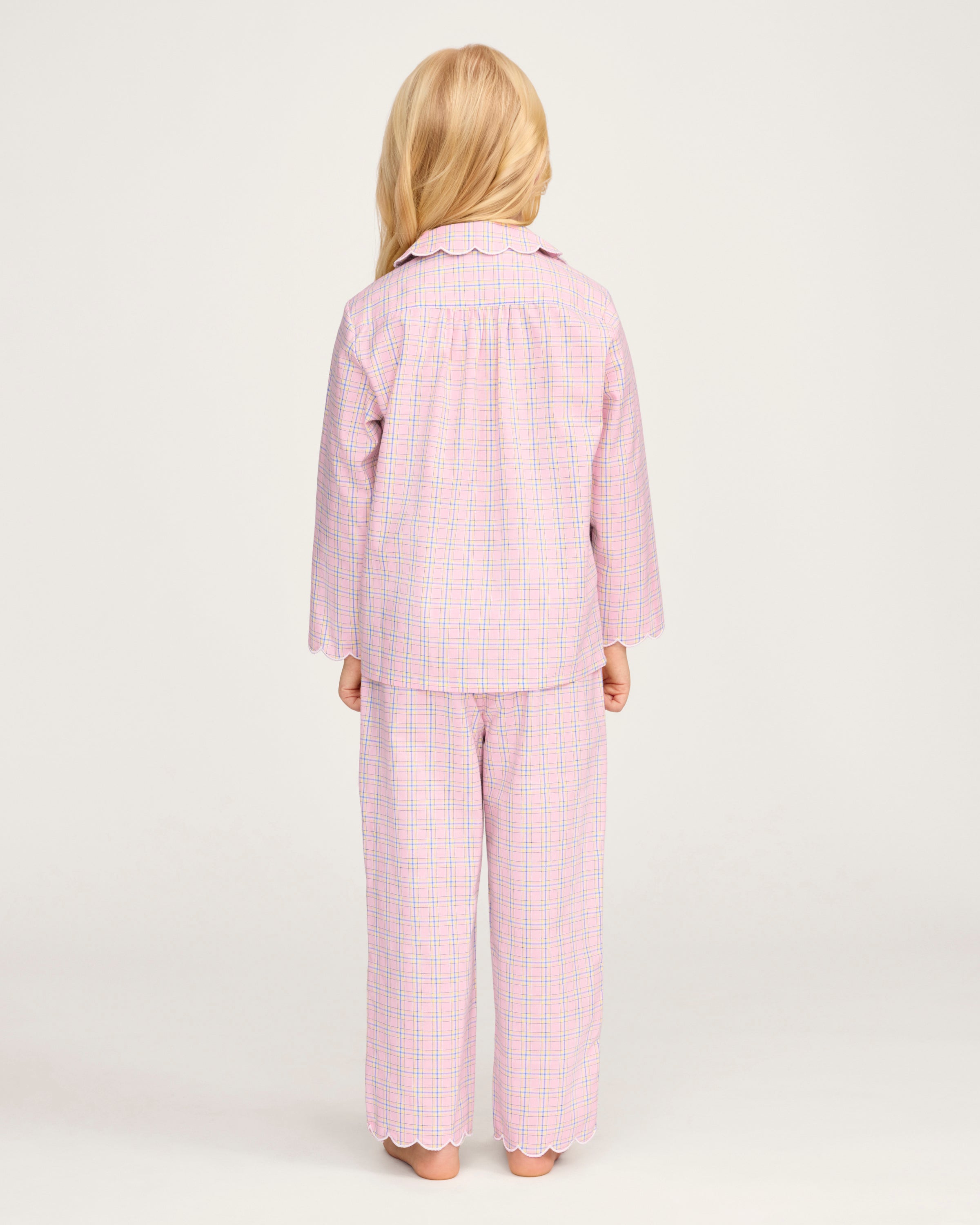 Kid's Twill Colette Pajama Set in Peony Plaid