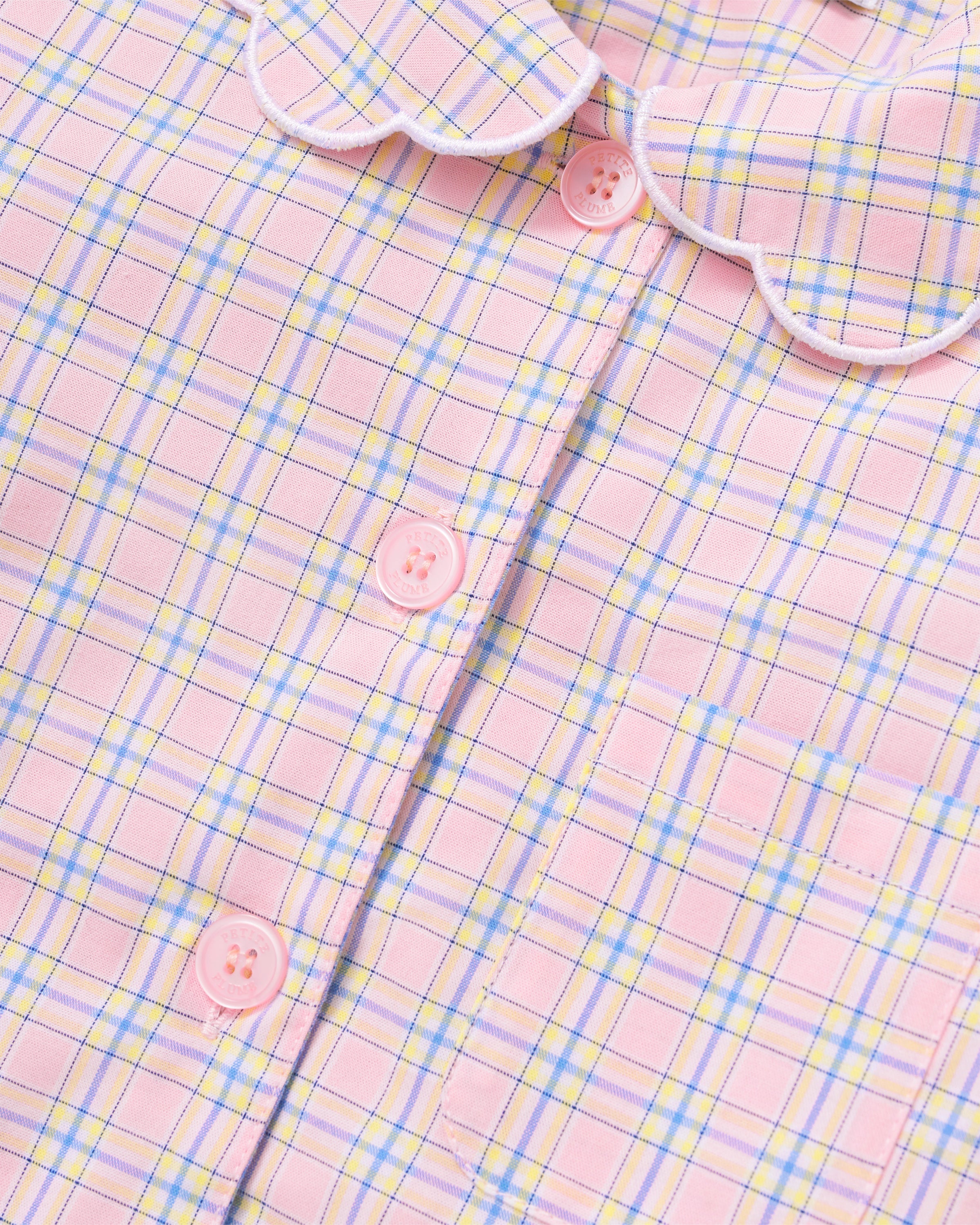 Kid's Twill Colette Pajama Set in Peony Plaid