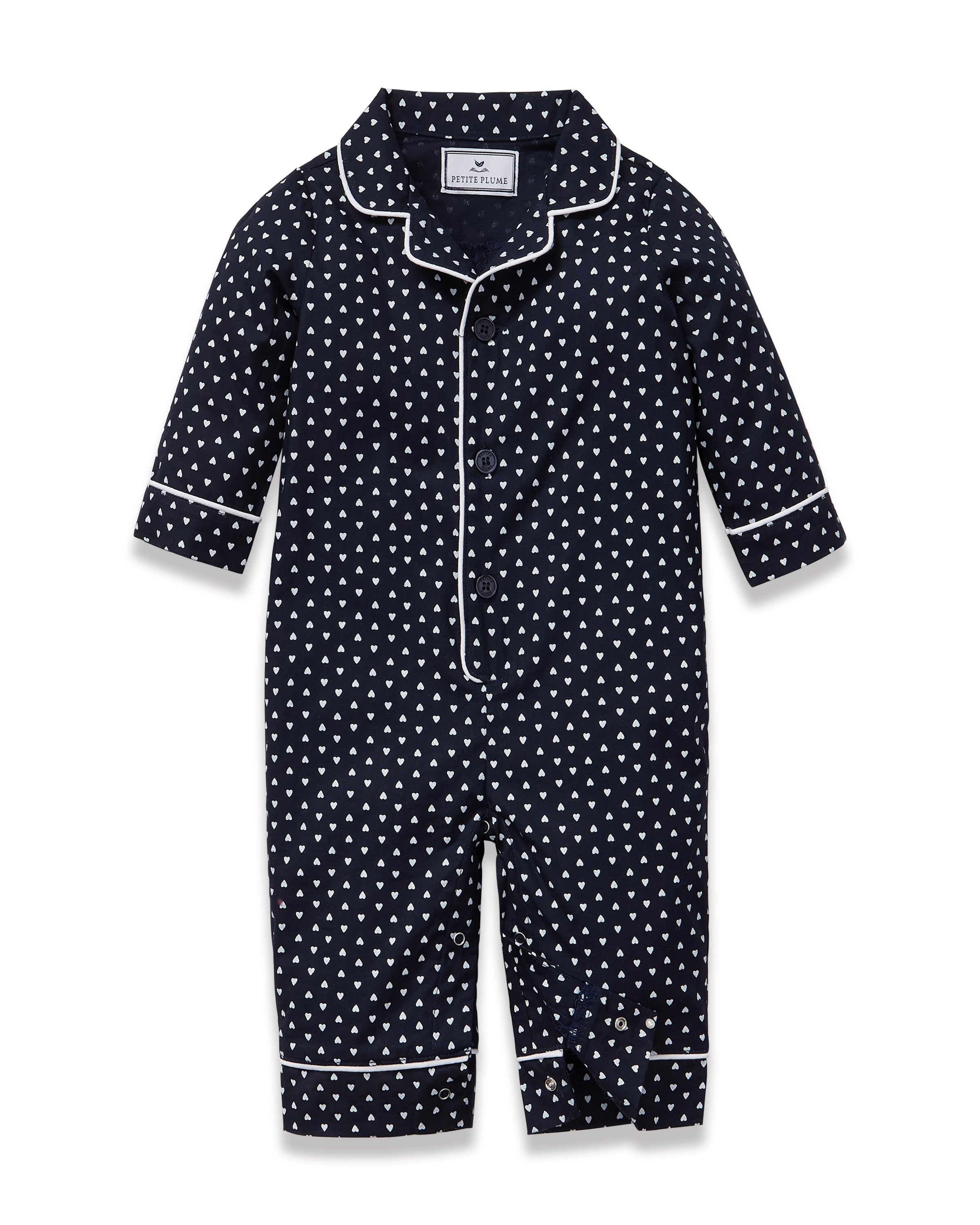 Baby's Twill Classic Romper in Midnight Hearts