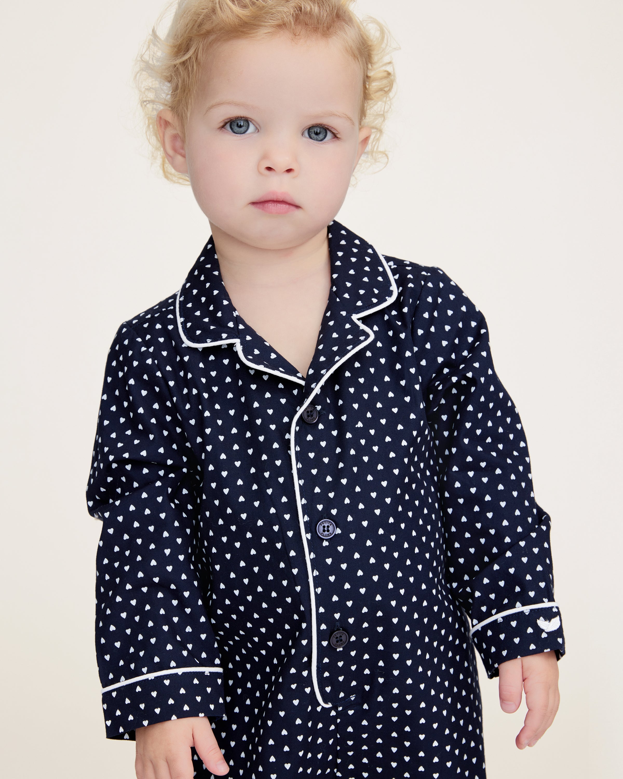 Baby's Twill Classic Romper in Midnight Hearts