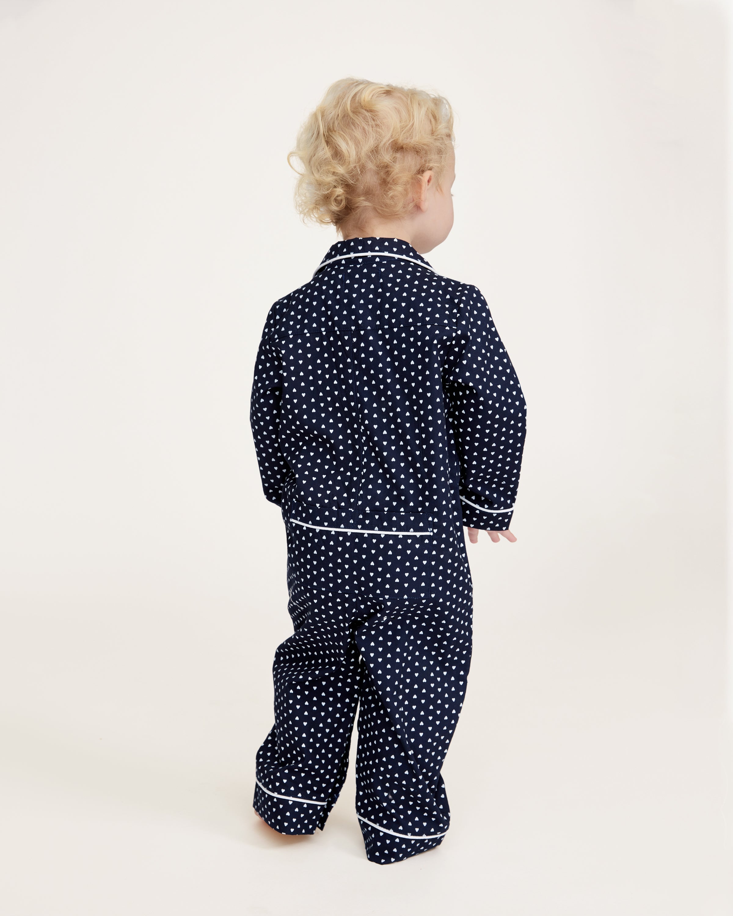 Baby's Twill Classic Romper in Midnight Hearts