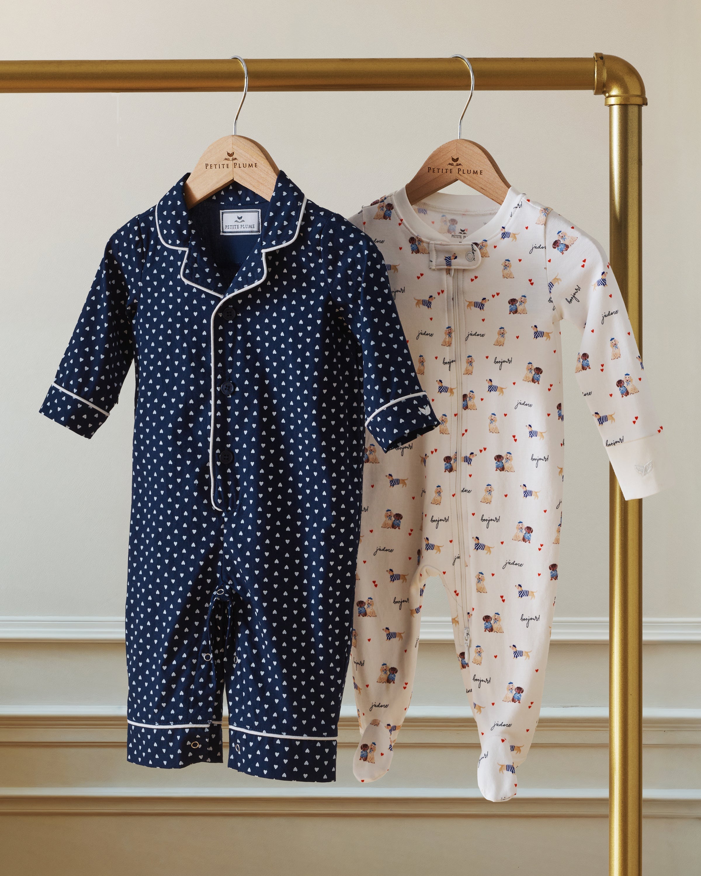 Baby's Twill Classic Romper in Midnight Hearts