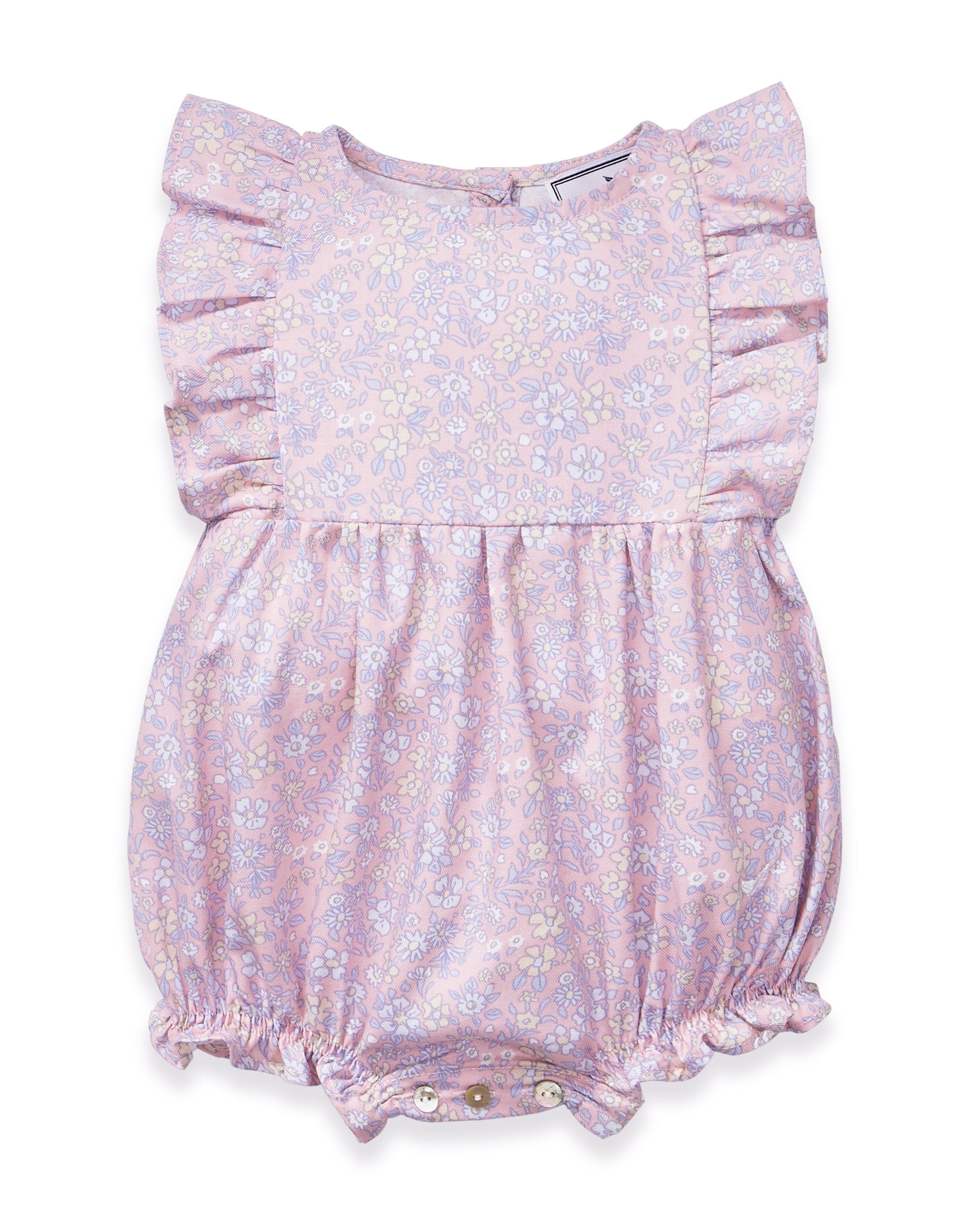 Baby's Twill Ruffled Romper in Fleur Blush