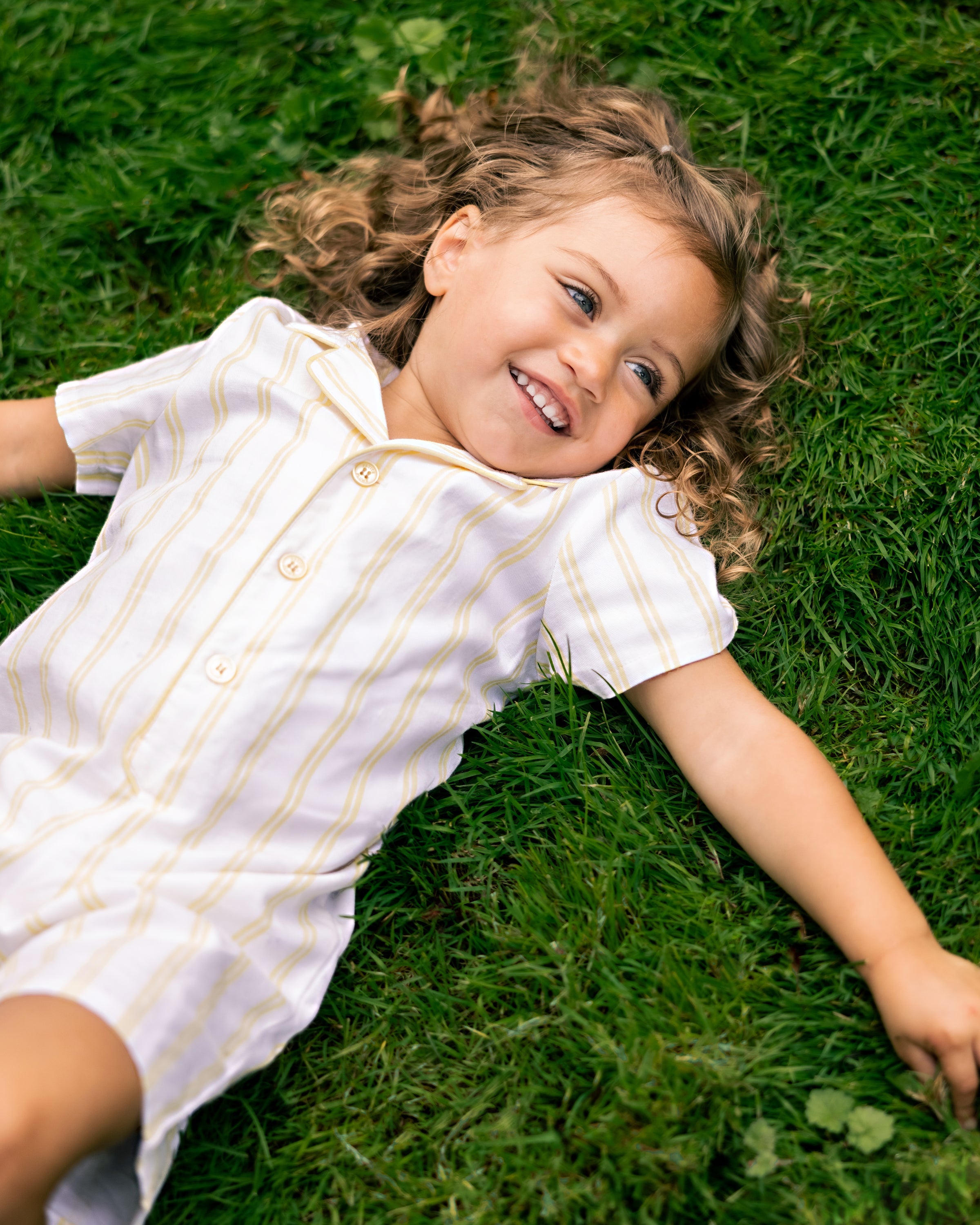 Baby's Twill Summer Romper in Sunny Stripe