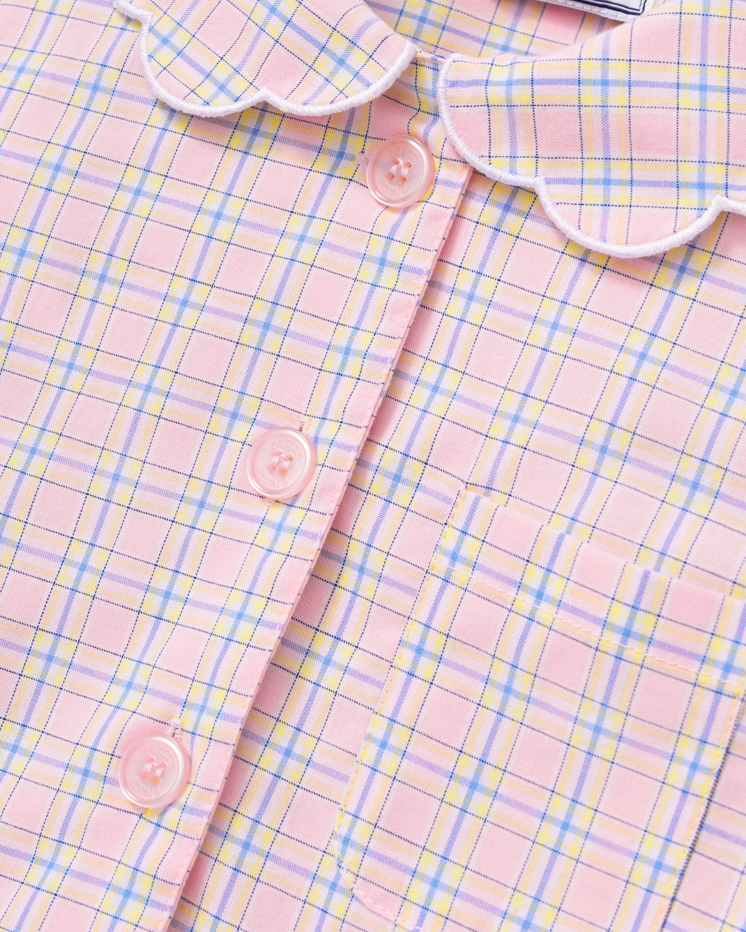 Kid's Twill Colette Short Set in Peony Plaid