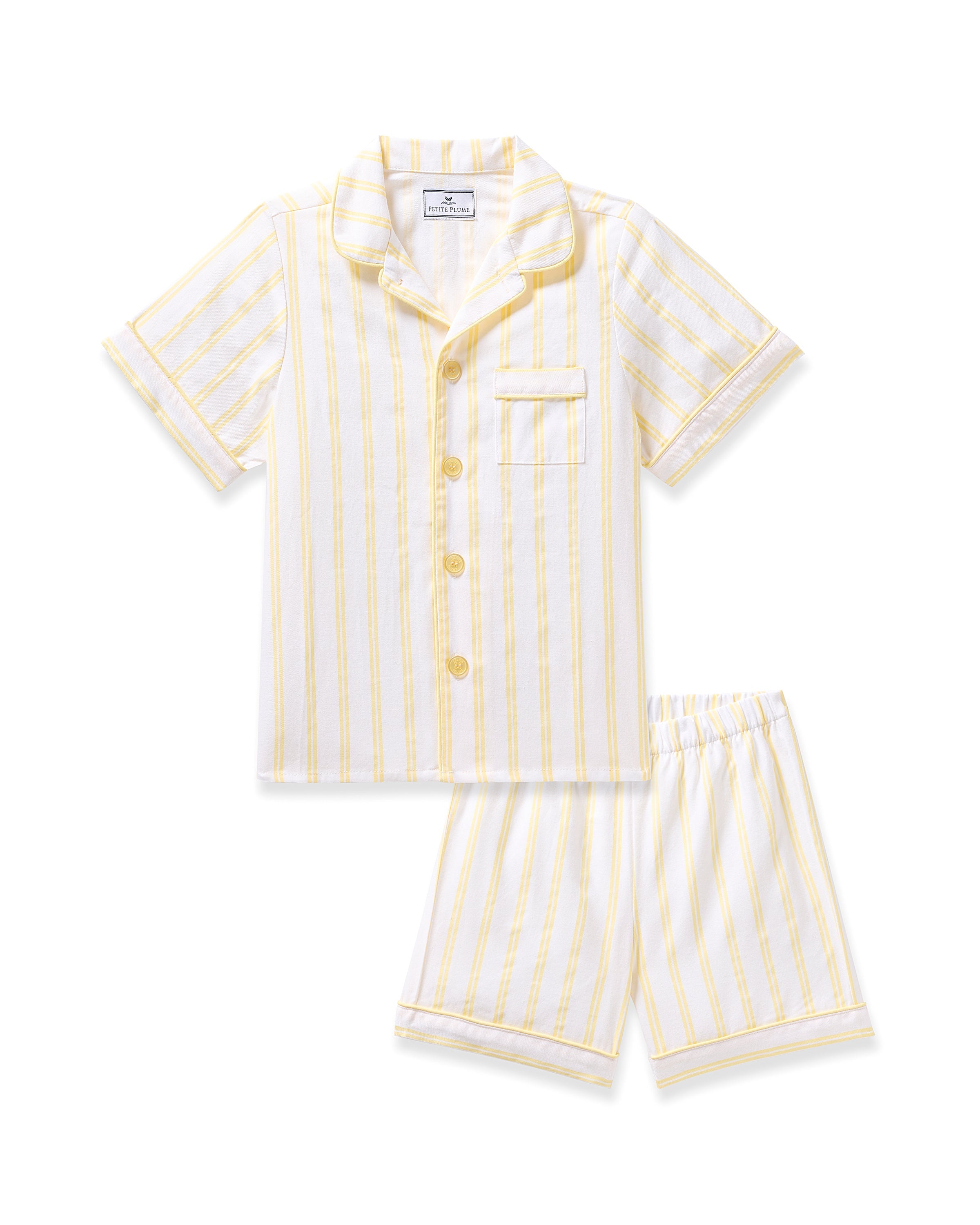 Kid's Twill Short Sleeve Short Set in Sunny Stripe