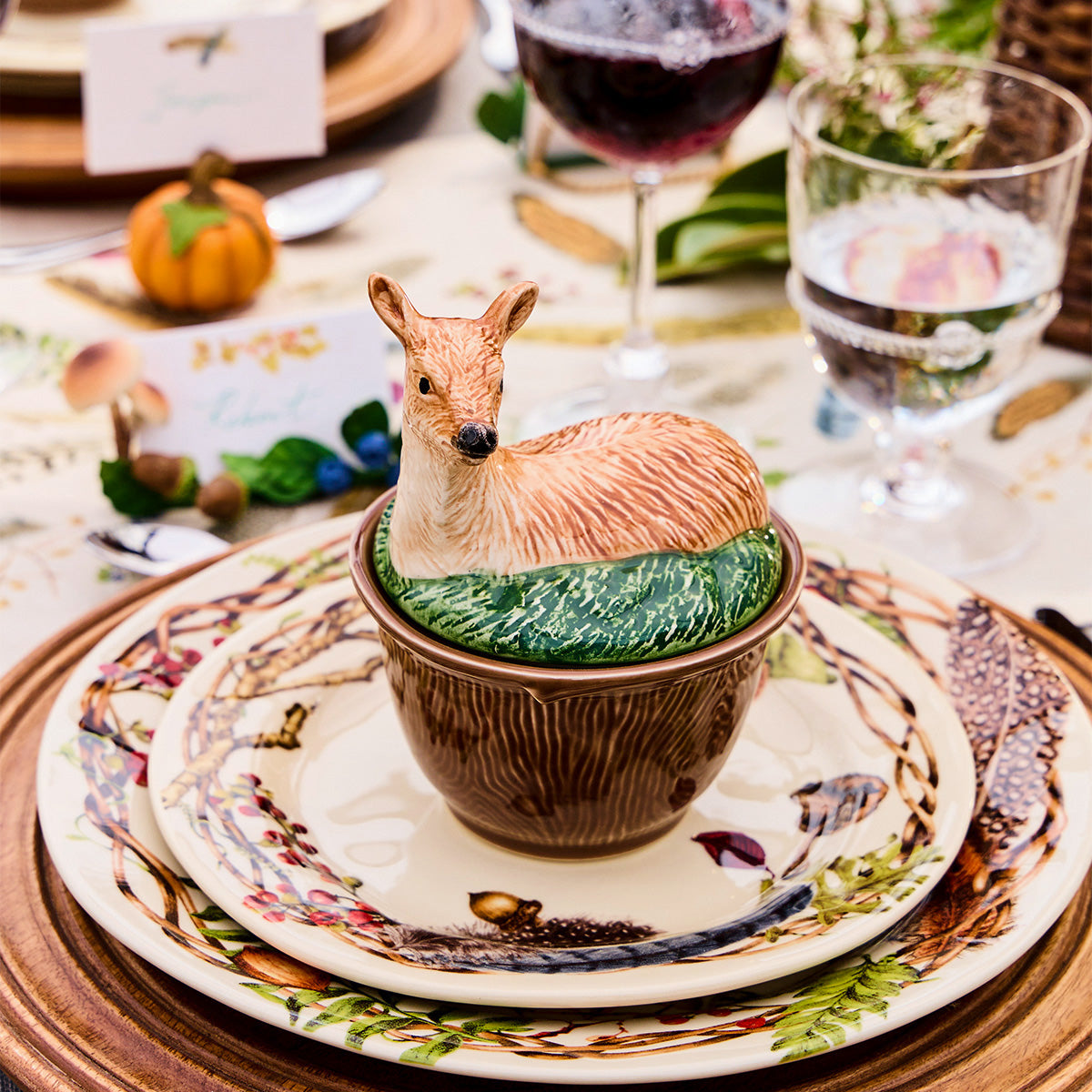 Forest Walk Deer Bowl with Lid Set of 2