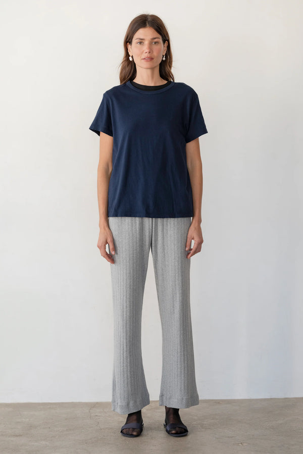 The Pointelle Simple Crop Grey Pant