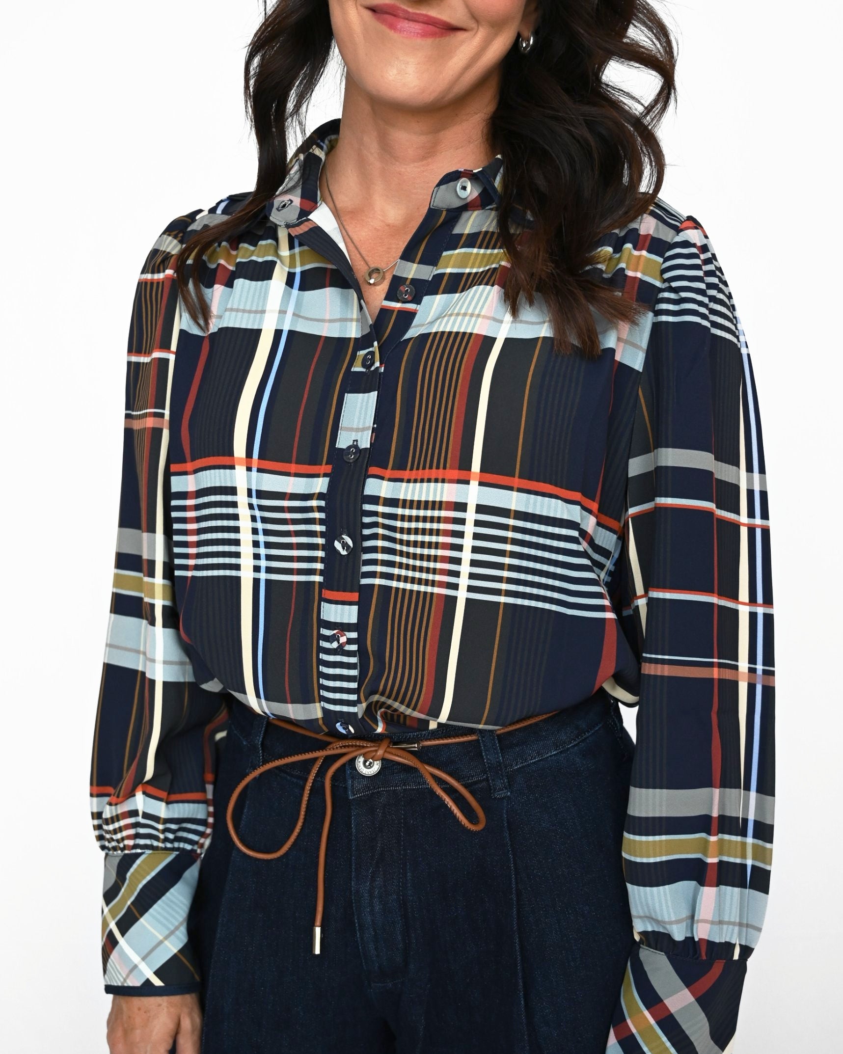 Tori Plaid Button Up Top