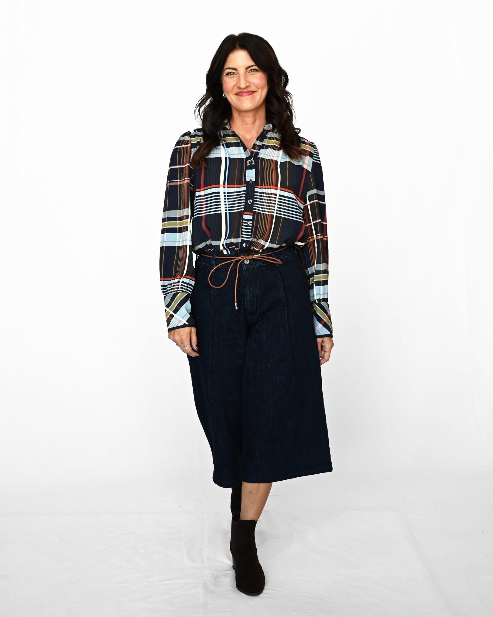Tori Plaid Button Up Top