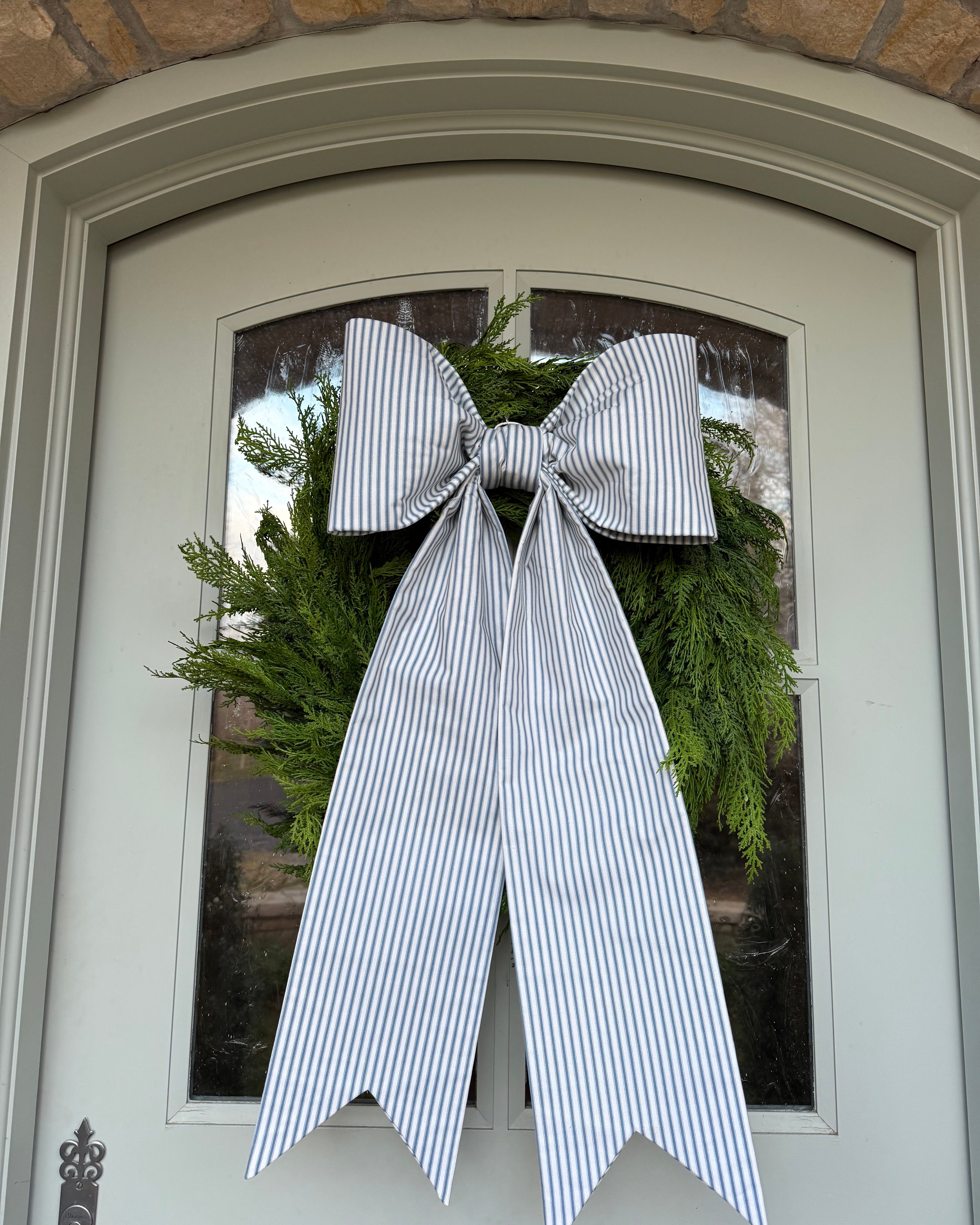 Large Blue Stripe Bow