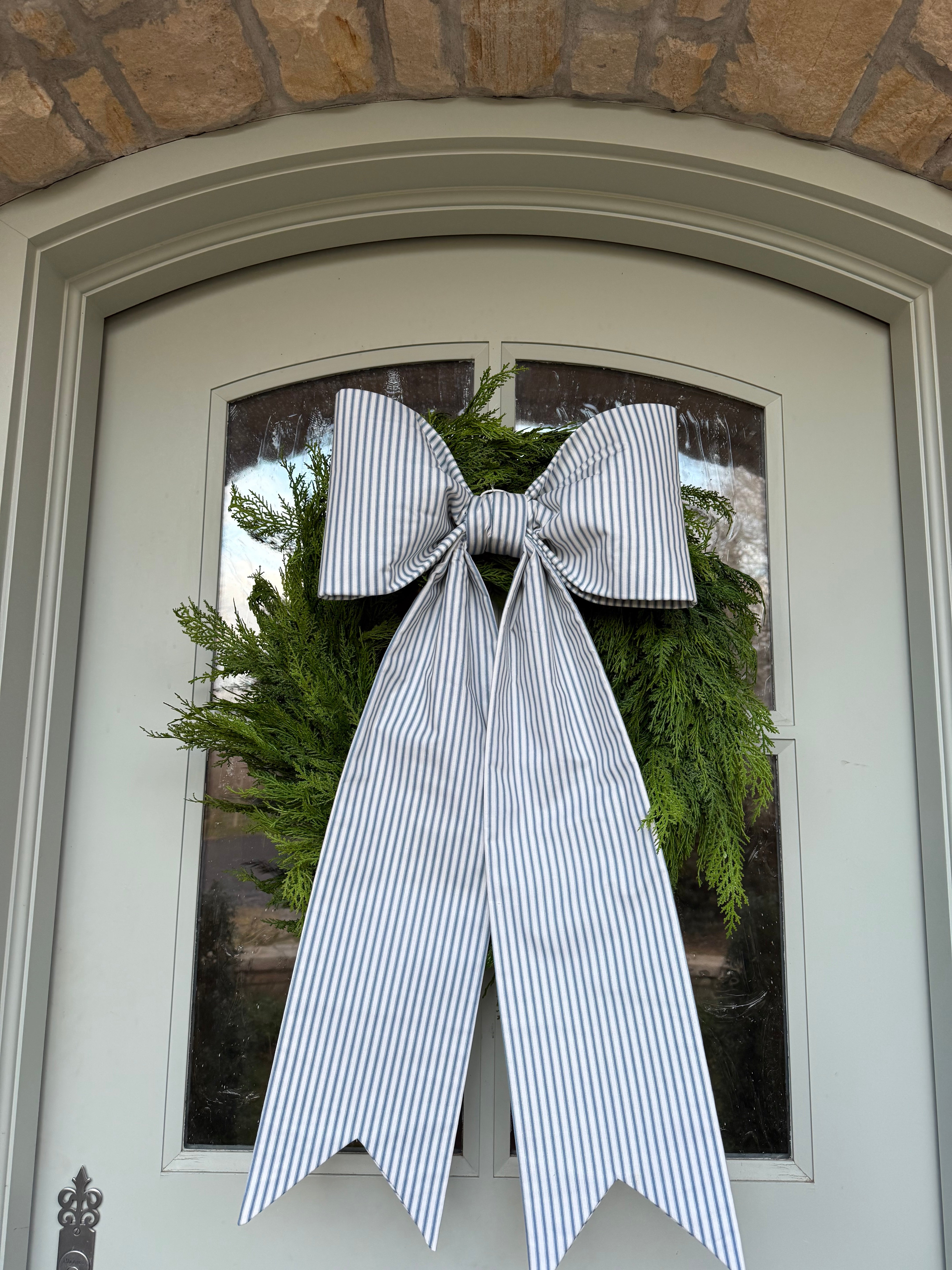 Large Blue Stripe Bow