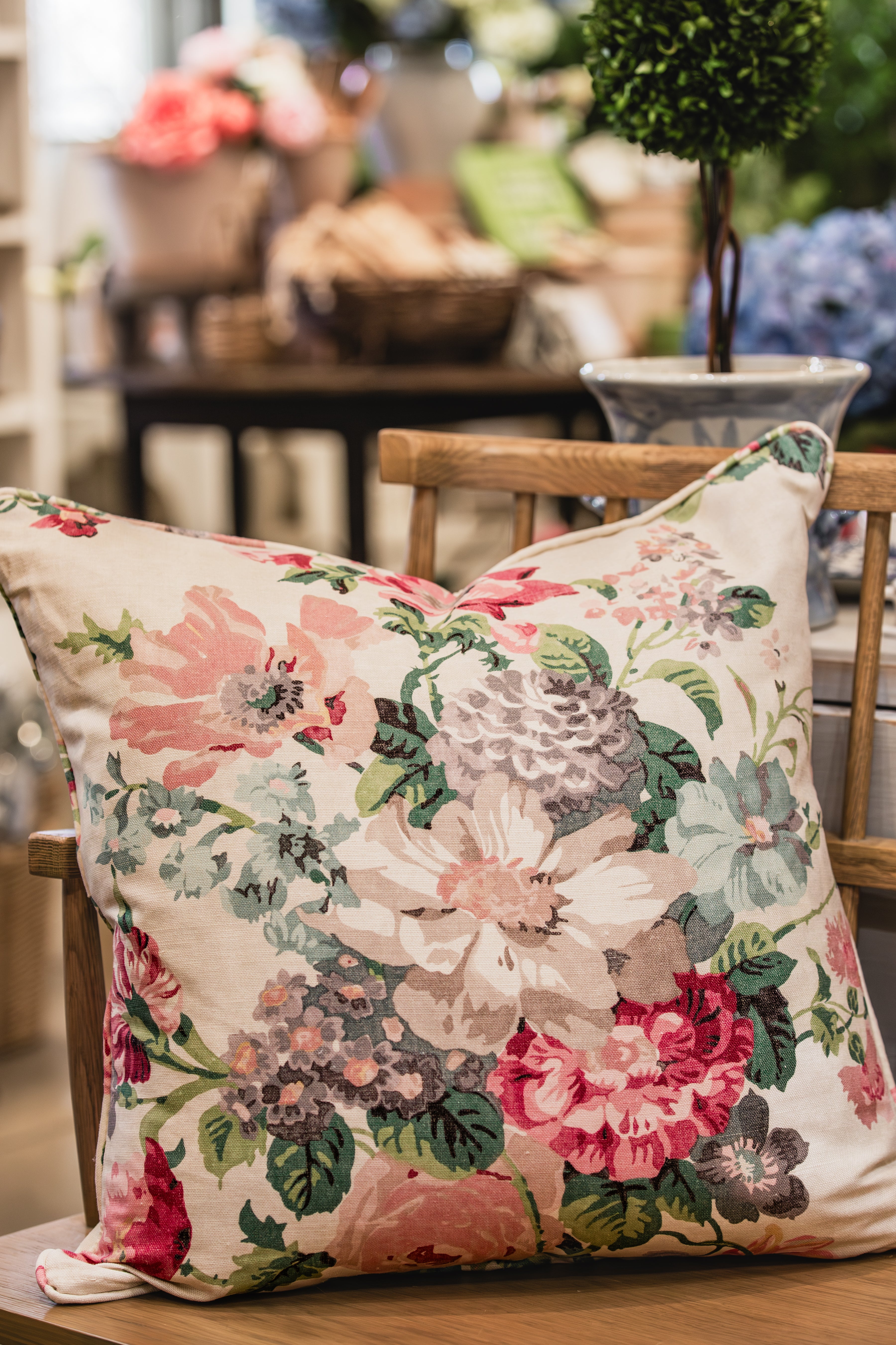 Hathaway Print Berry Double Sided Pillow - Lee Jofa