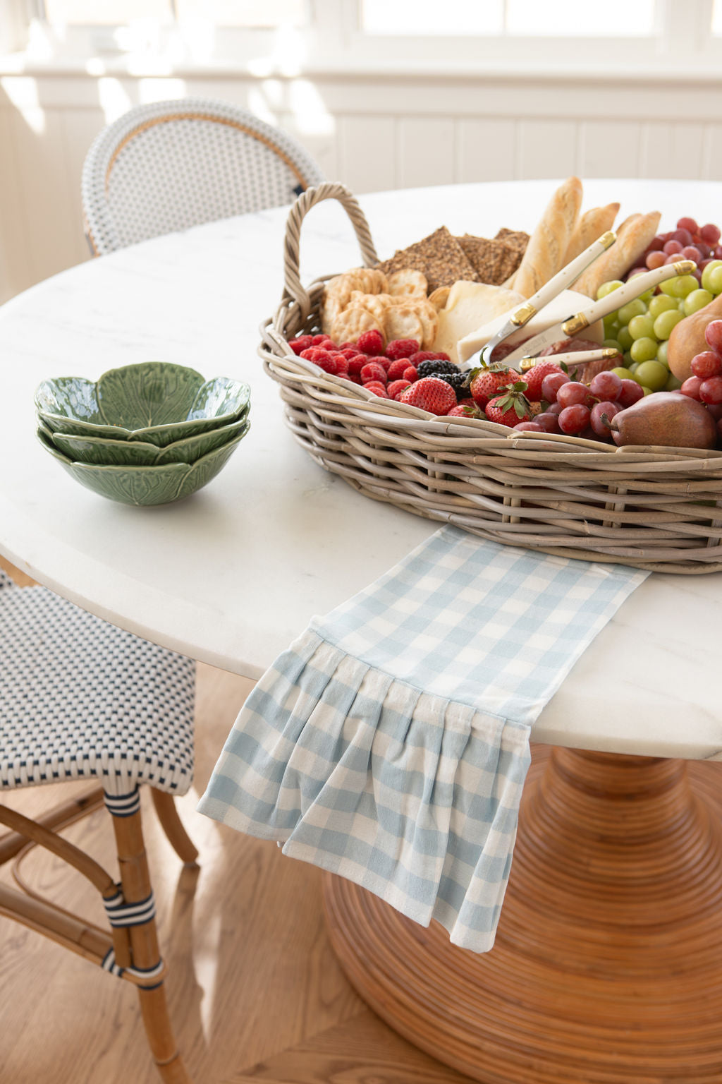 Hand-Woven Grey Washed Rattan Tray