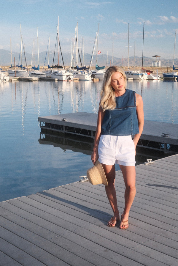 Sailor Collar Denim Top