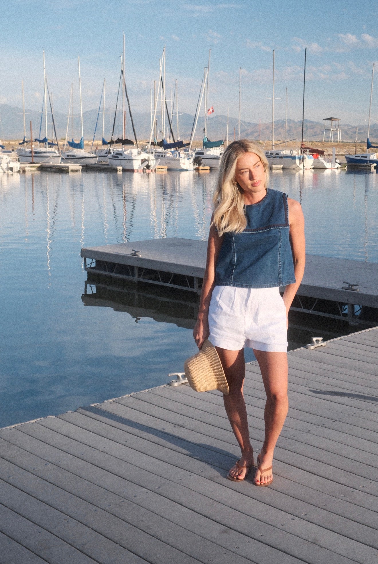 Sailor Collar Denim Top