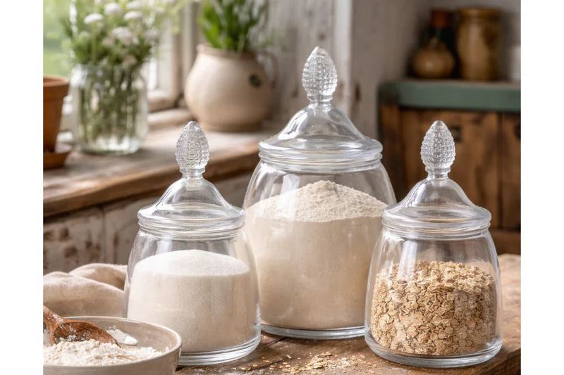 Glass Teardrop Jar with Lid Set