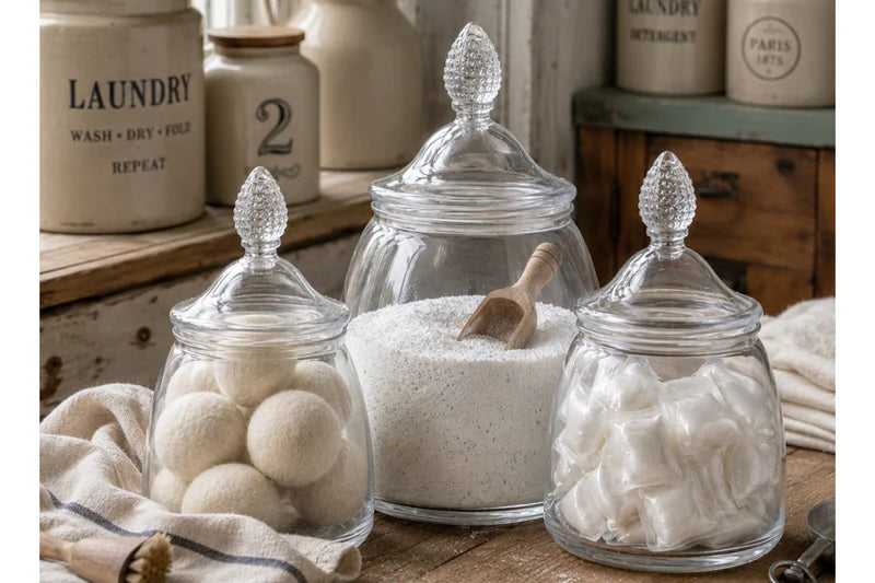 Glass Teardrop Jar with Lid Set