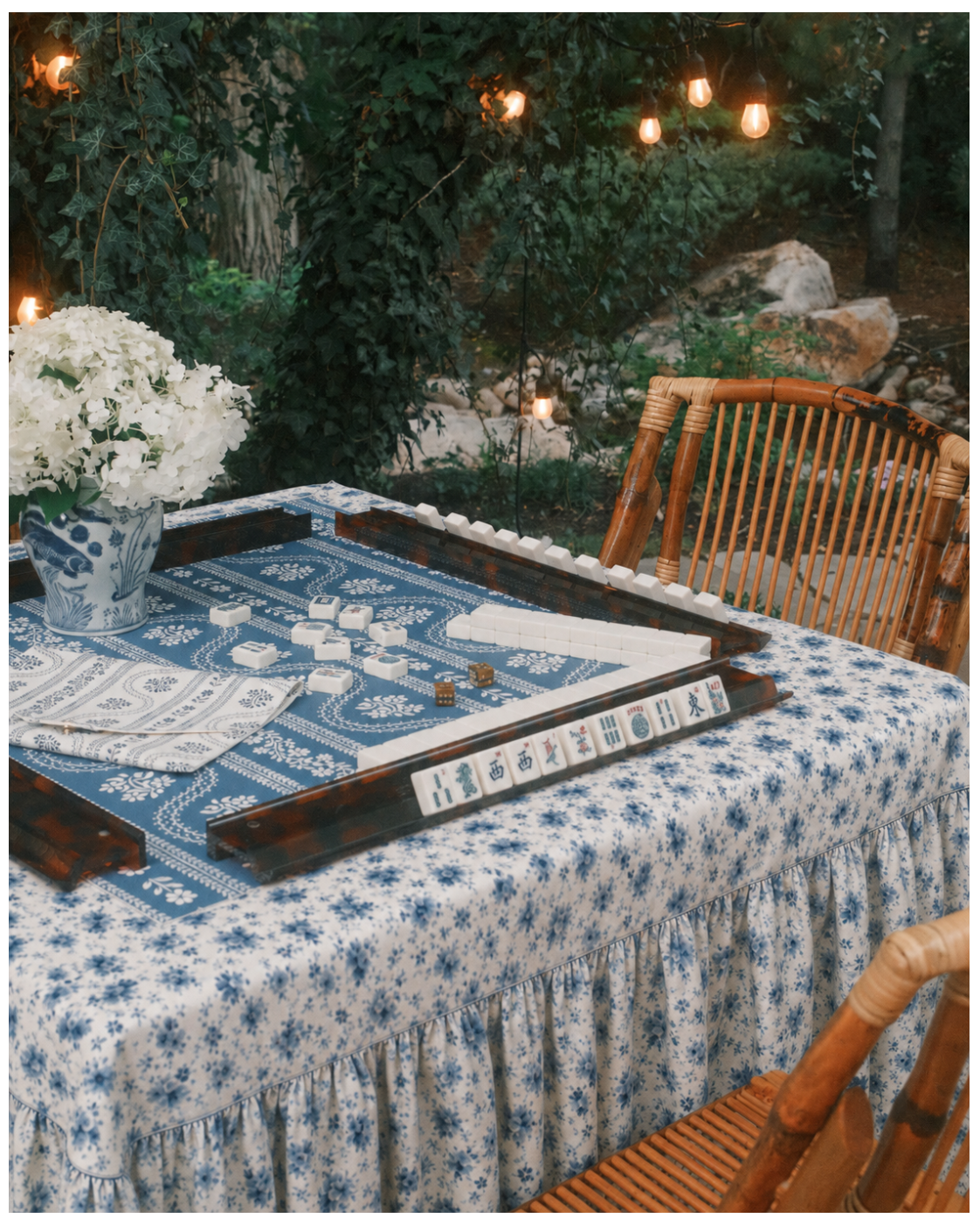 Haven Mahjong Ruffle Tablecloth