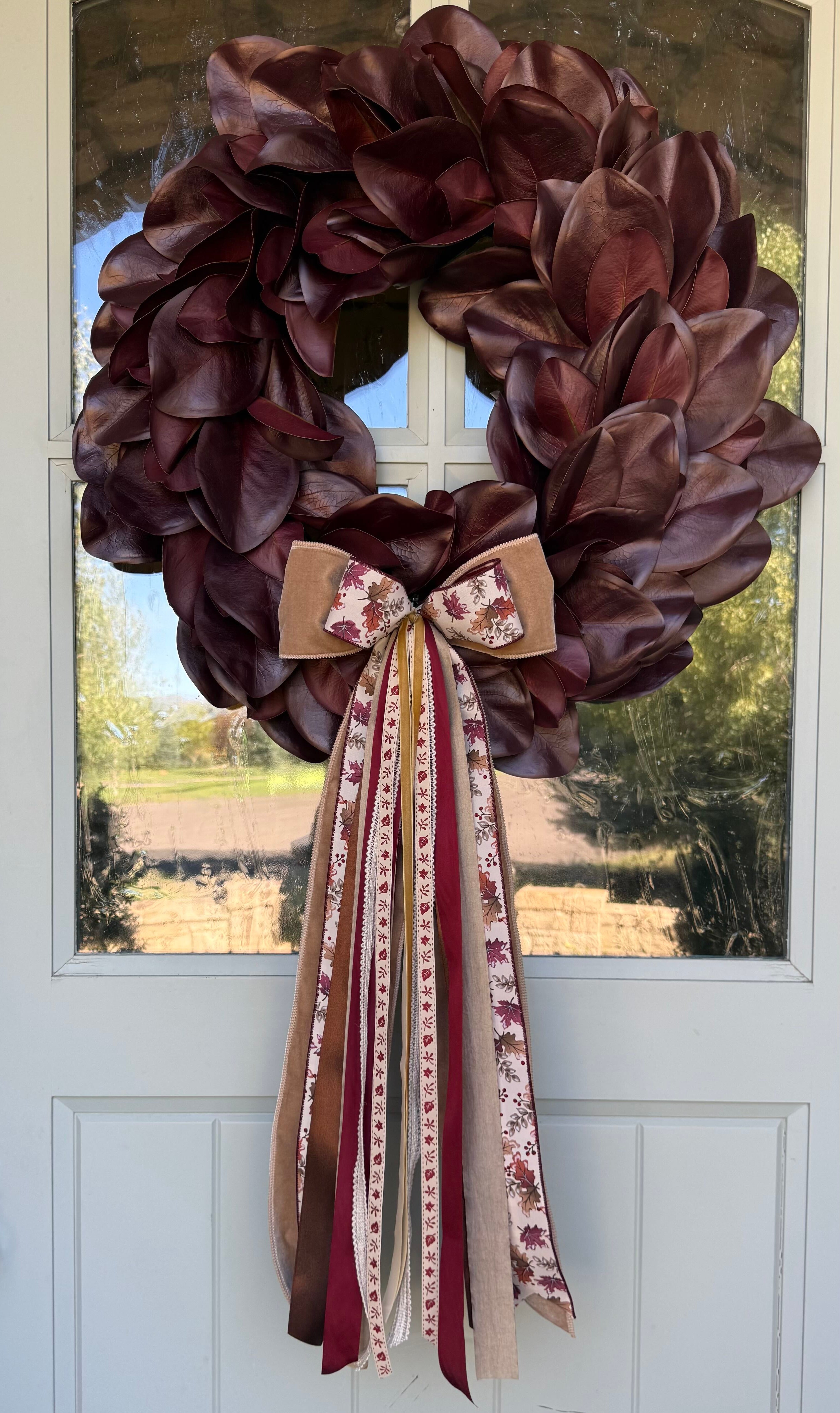 Haven Burgundy Magnolia Wreath