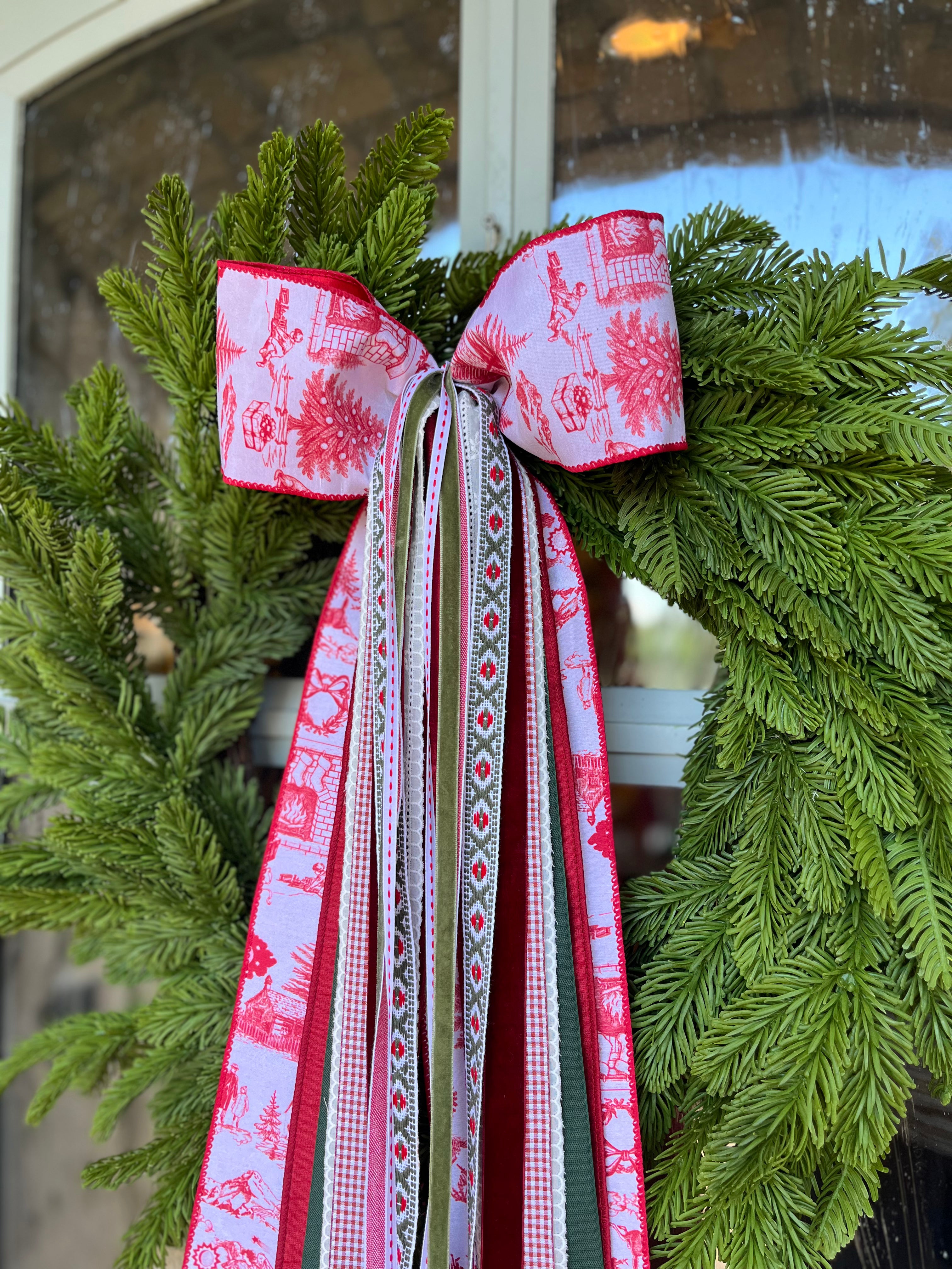 Noël Toile Wreath Ribbon