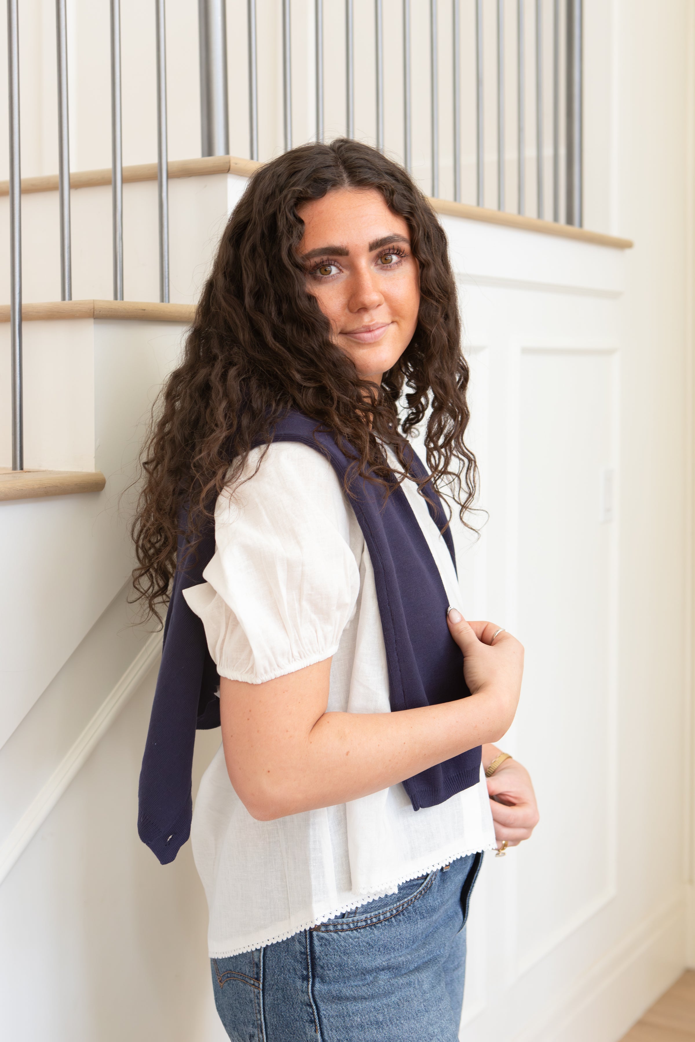 Trim Detail Puff Sleeve Blouse