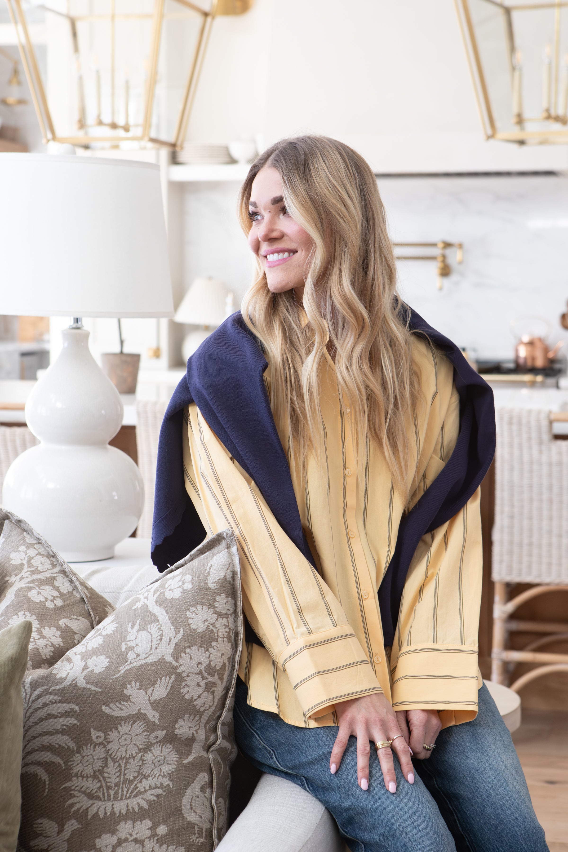 The Erica Top Yellow | Striped Button-Down Shirt