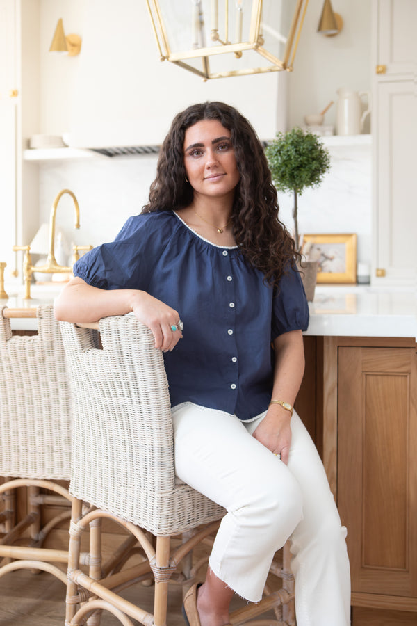 Trim Detail Puff Sleeve Blouse