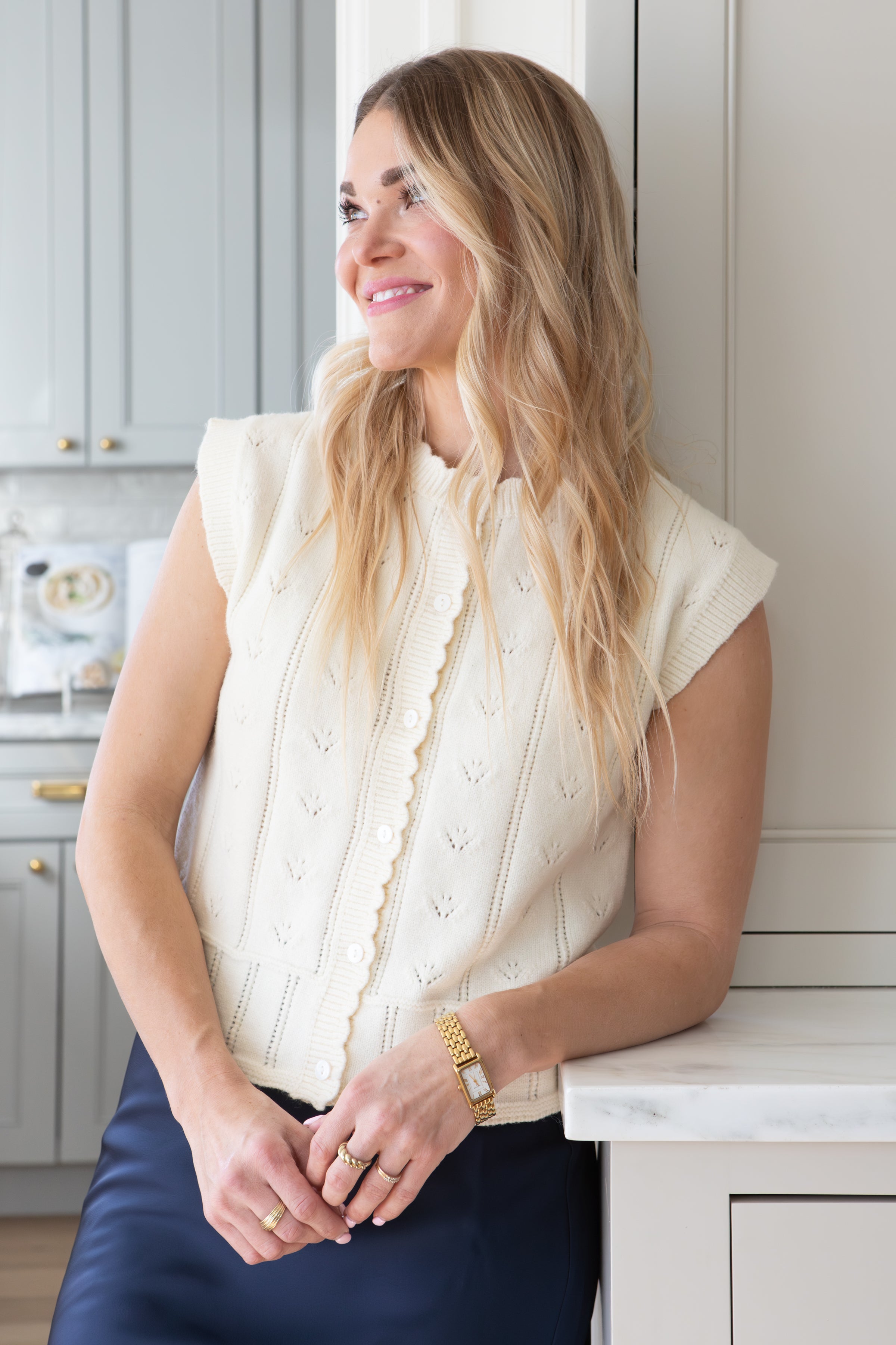 Linda Pointelle Sweater Vest