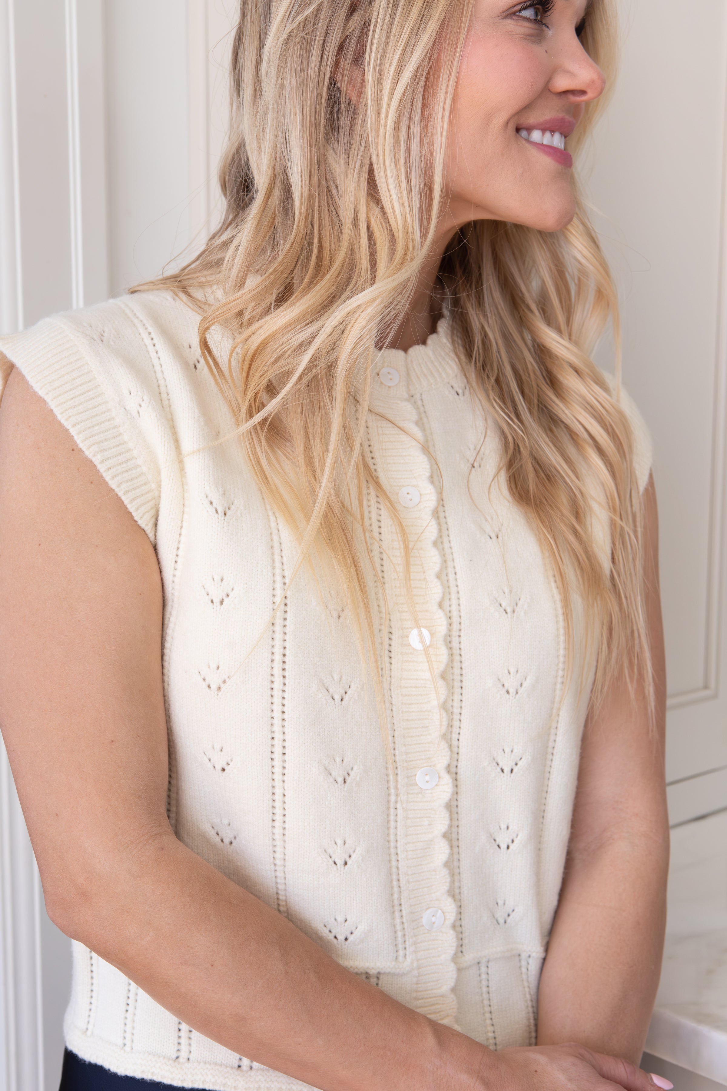 Linda Pointelle Sweater Vest