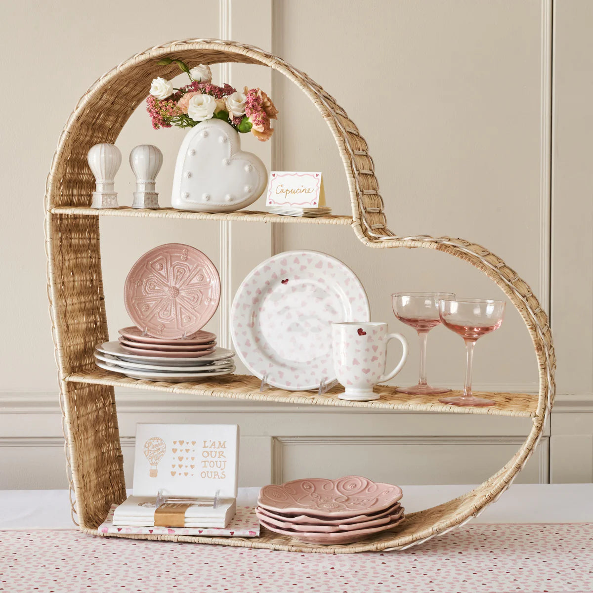Provence Rattan Heart Shelving Unit