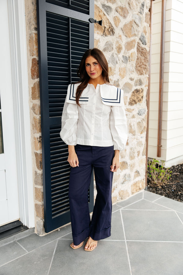 Nautical Collar Button Down Shirt