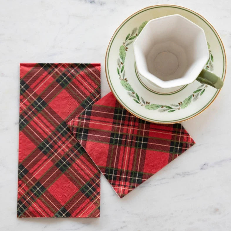 Red Plaid Cocktail Napkin