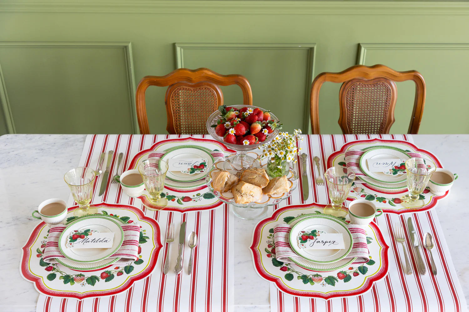 Red Linen Stripe Runner