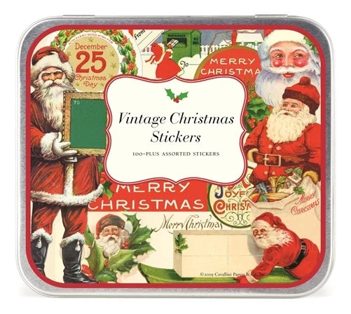 Vintage Christmas Tin of Stickers