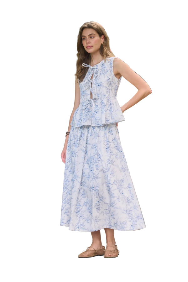 Sleeveless Pleated Floral Top