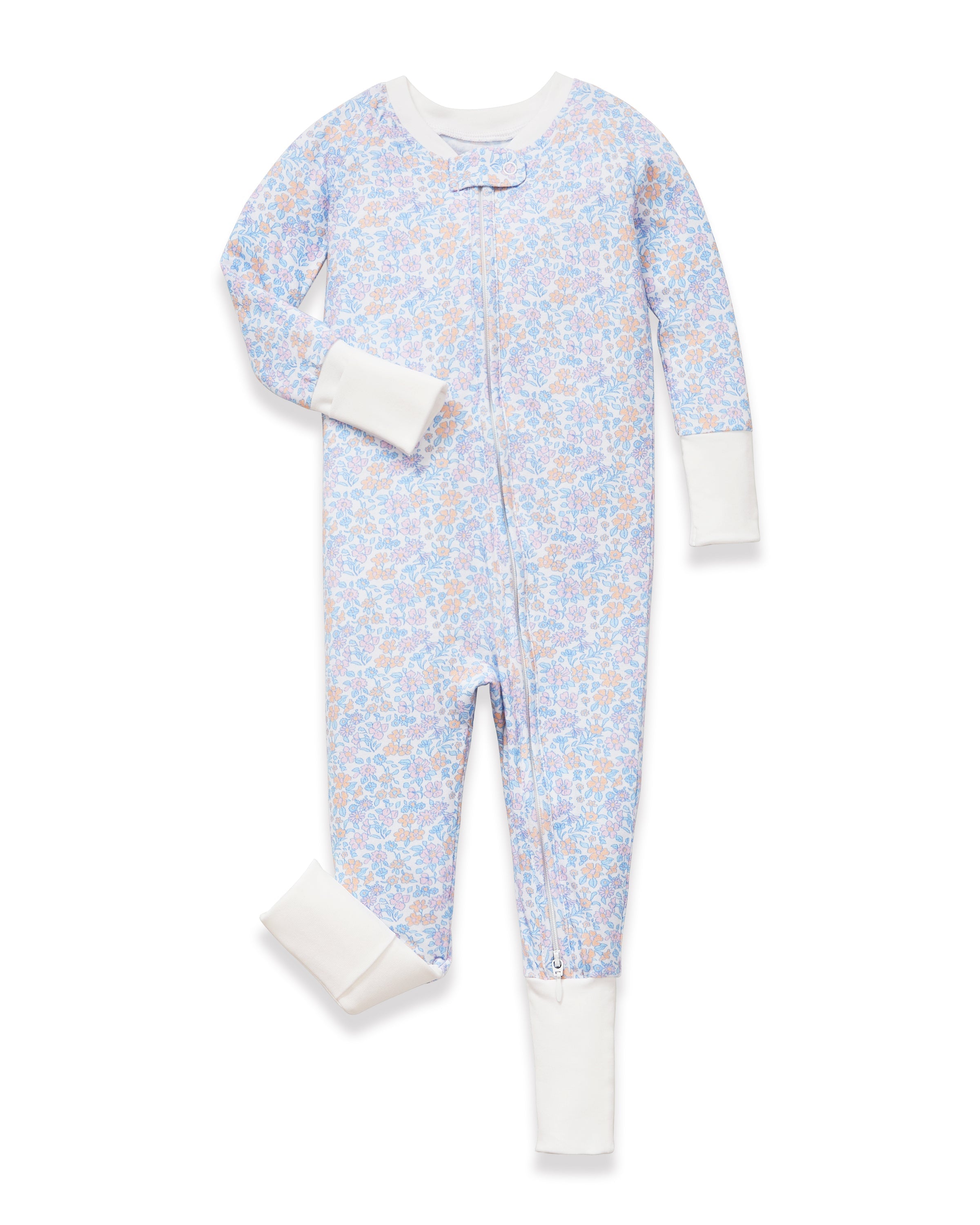 Baby's Pima Peekaboo Romper in Fleur Blanche