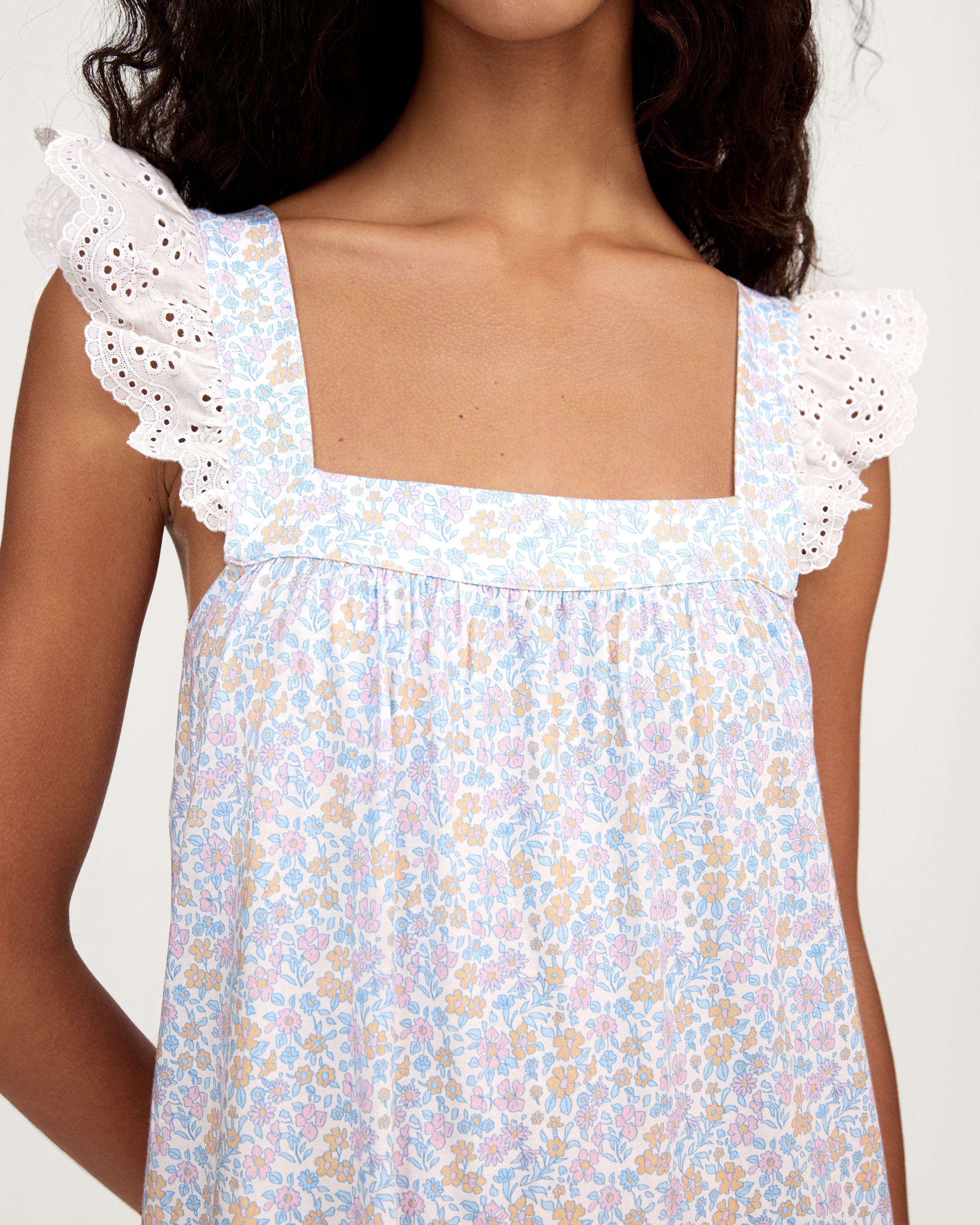 Women's Lightweight Pima Clara Nightgown in Fleur Blanche