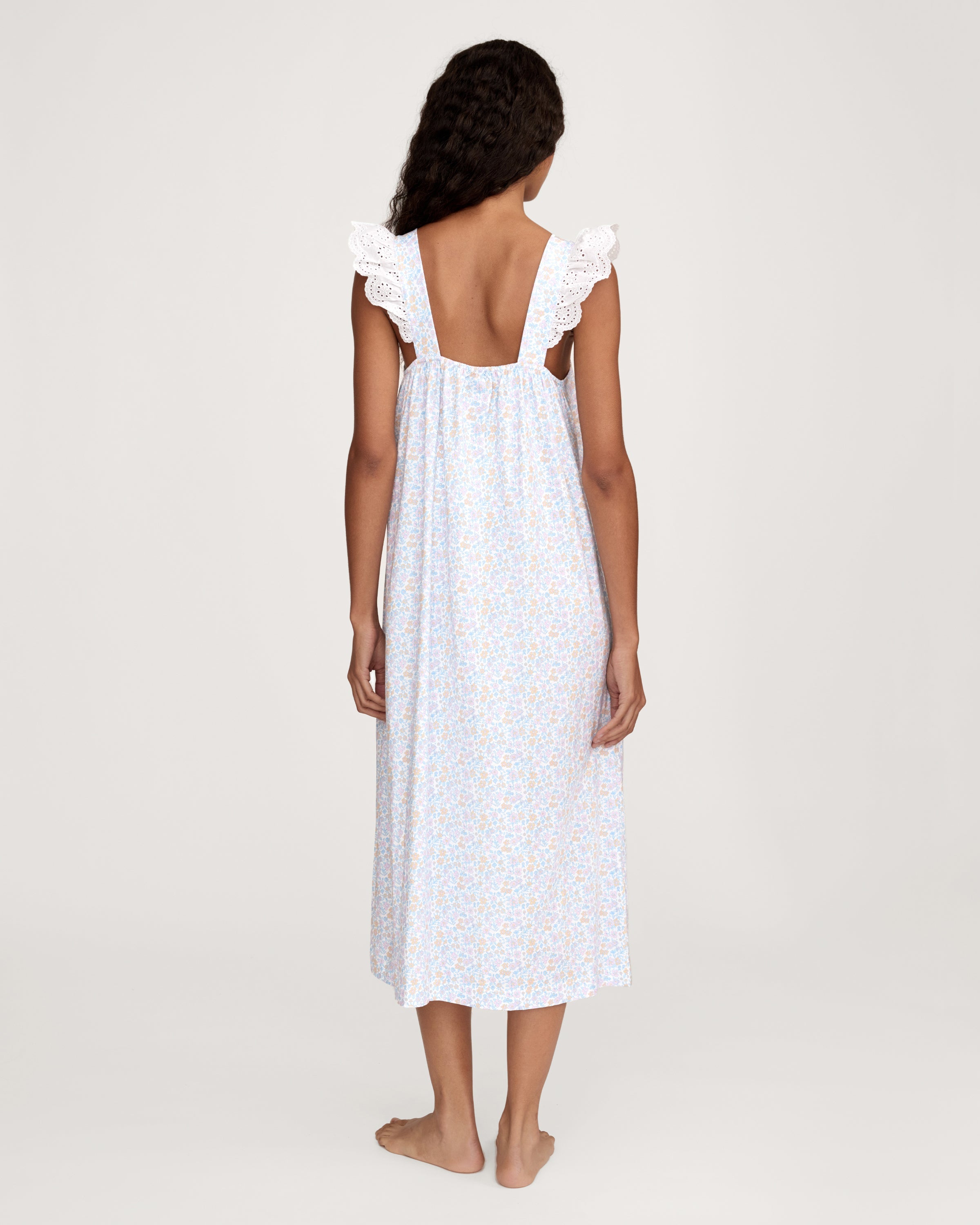 Women's Lightweight Pima Clara Nightgown in Fleur Blanche