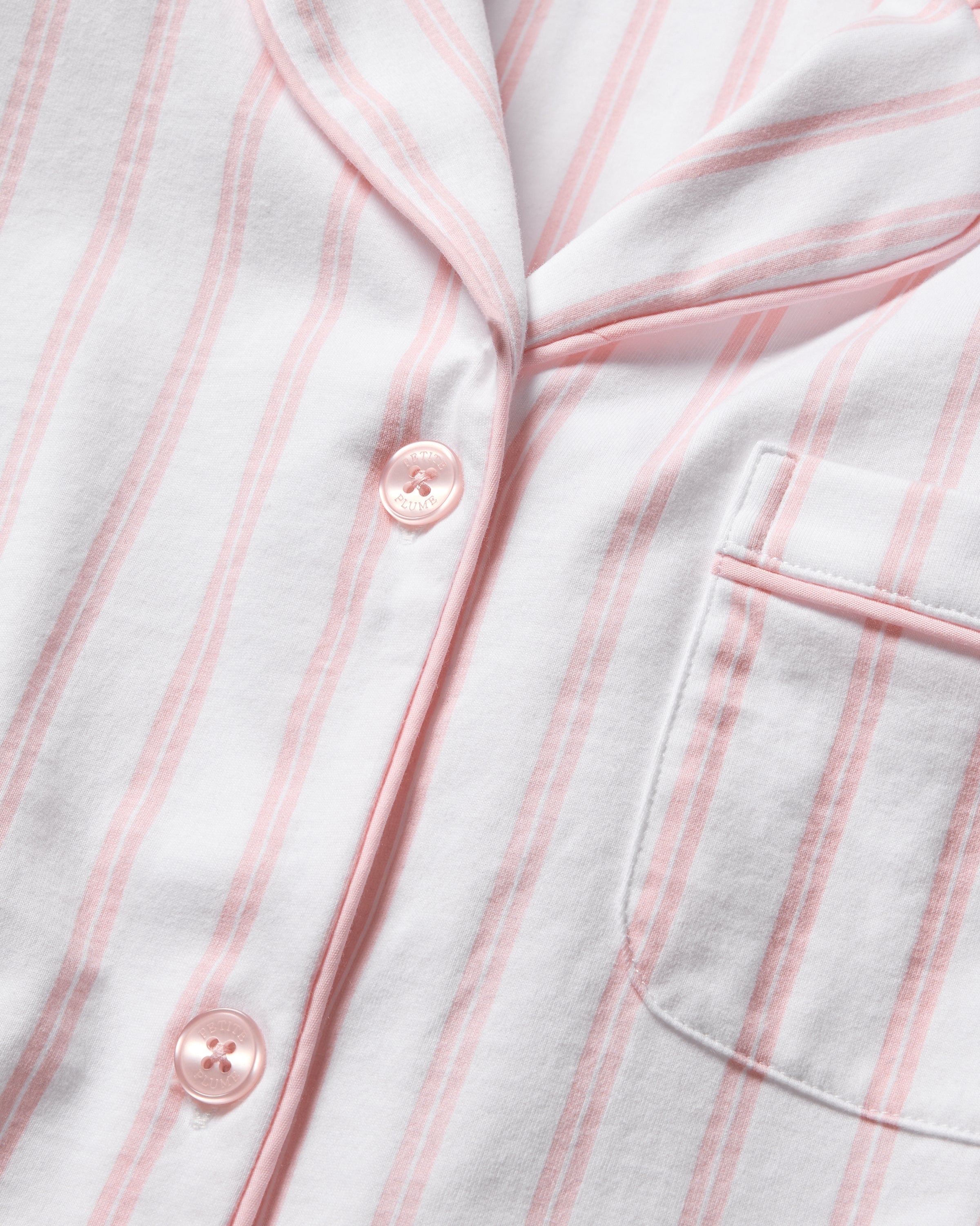Women's Pima Pajama Set in Pink Stripe