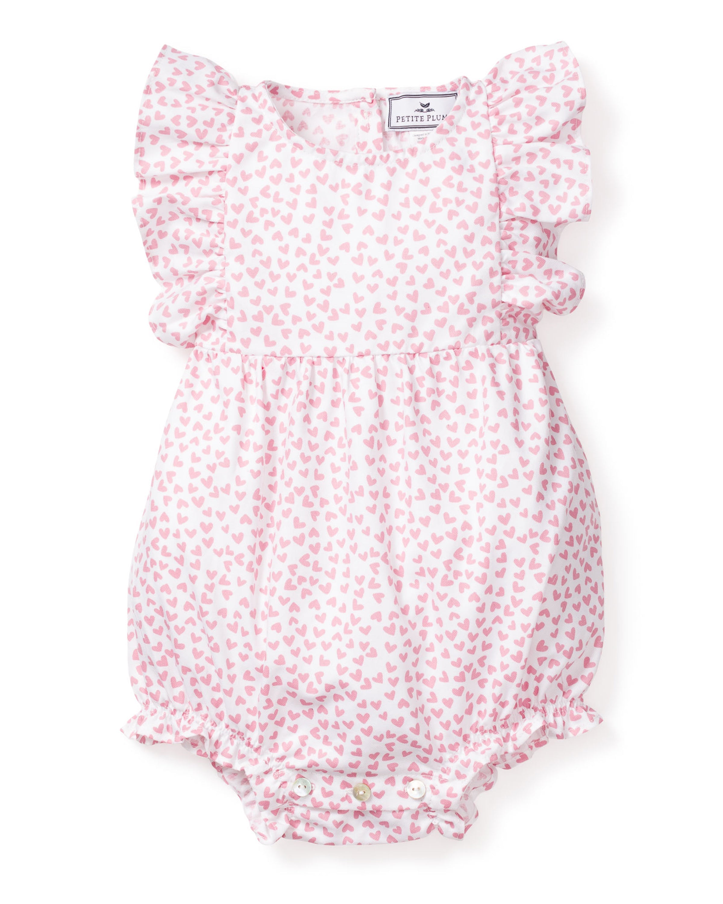 Baby's Twill Ruffled Romper in Sweethearts
