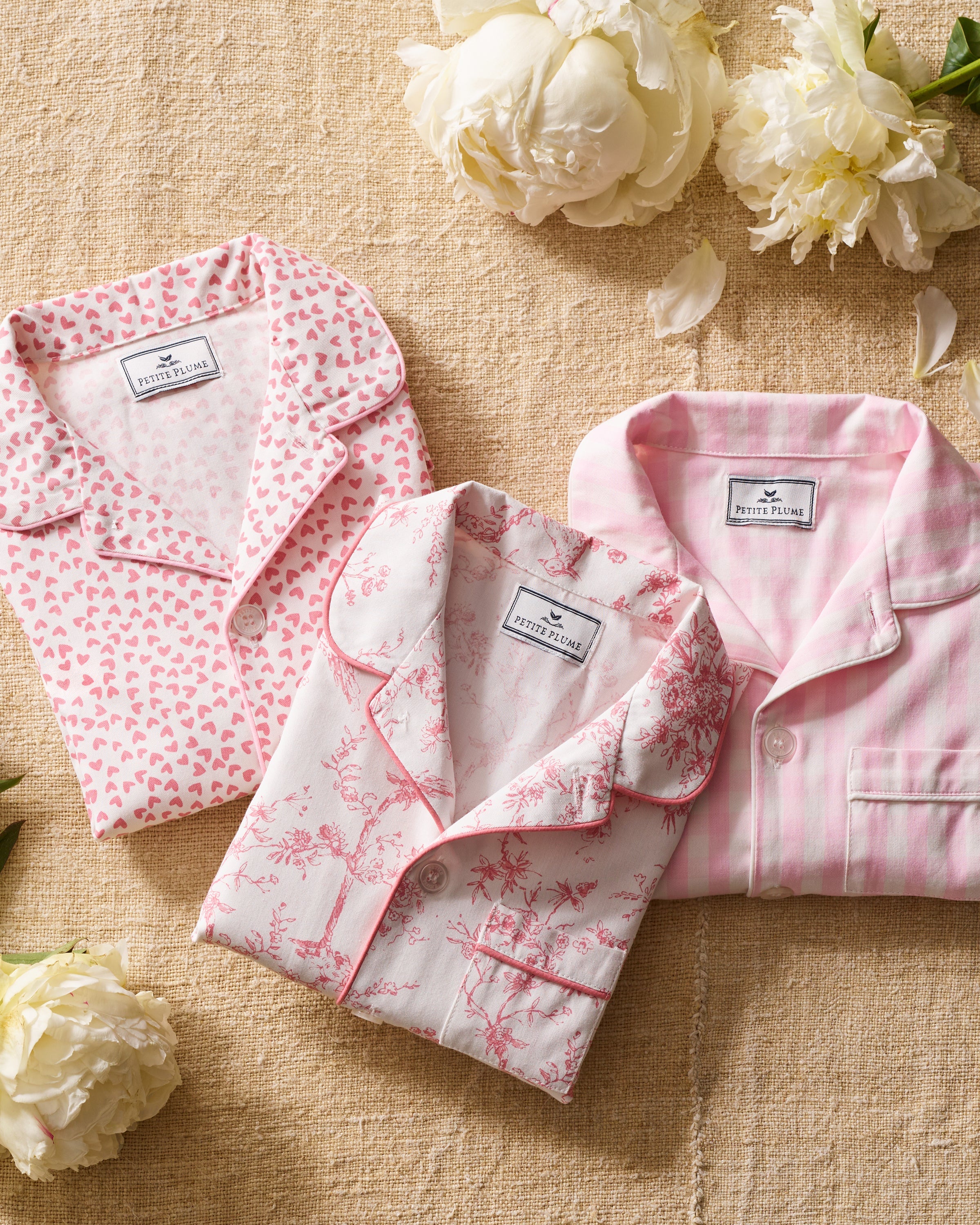 Kid's Twill Pajama Short Set in Pink Gingham