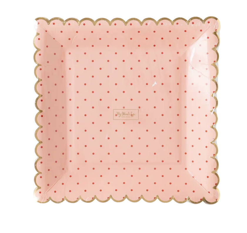 Pink with Polka Dot Scallop Plate