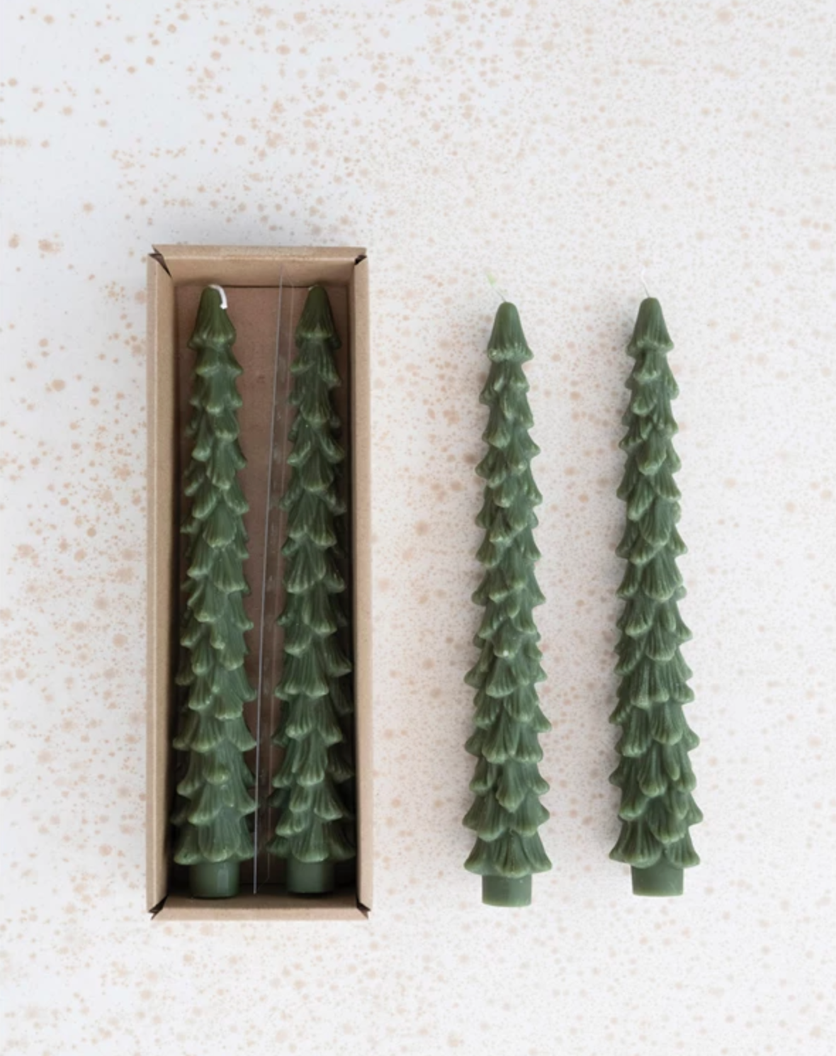 Unscented Tree Shaped Taper Candles, Set of 2