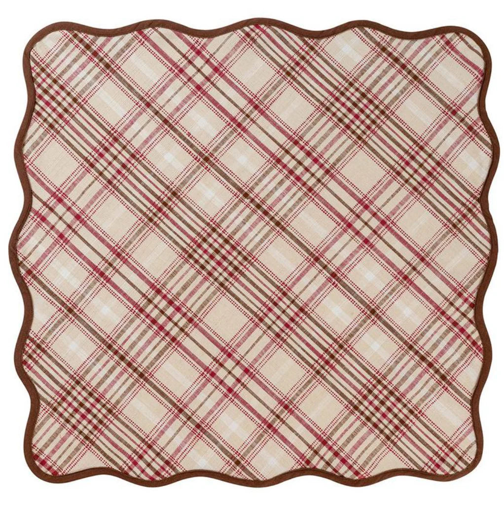 Harvest Tartan 52" Square Tablecloth ­Mulberry/Brown